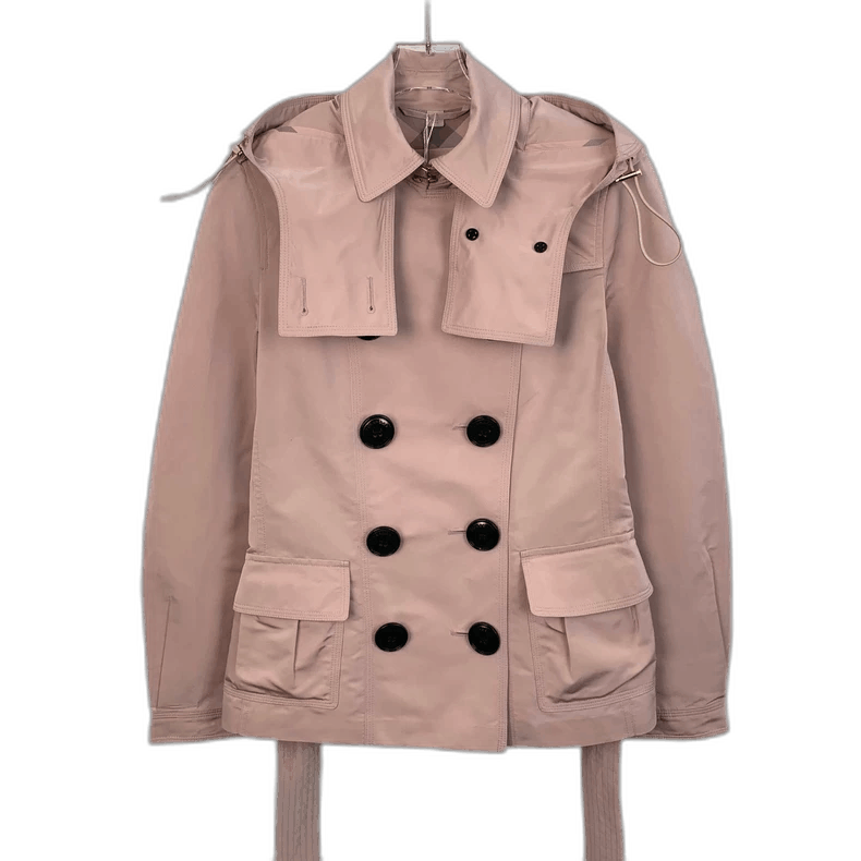 Burberry bbr Burberry Pink hooded double breasted belt short