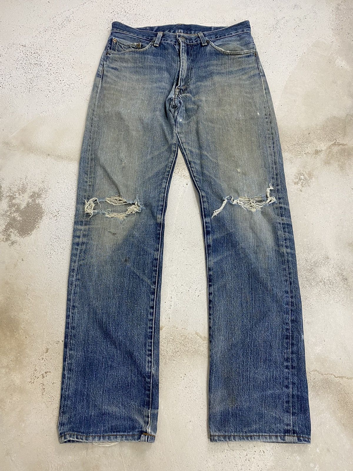 Levi's Levis 505 Japan Market J03 Button Distress Denim Washed Size US 30 / EU 46 - 1 Thumbnail