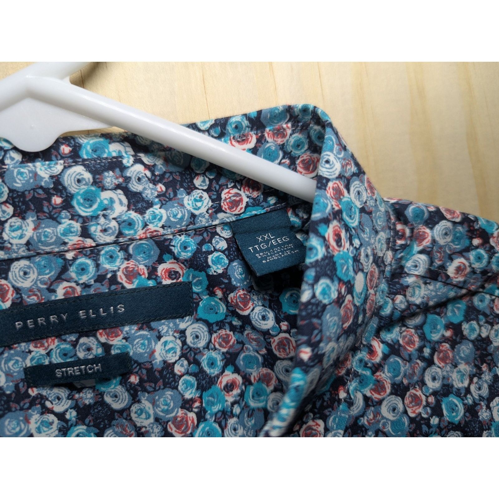 Perry Ellis Perry Ellis Men's XXL Short Sleeve Button Floral Stretch Size US XXL / EU 58 / 5 - 5 Thumbnail