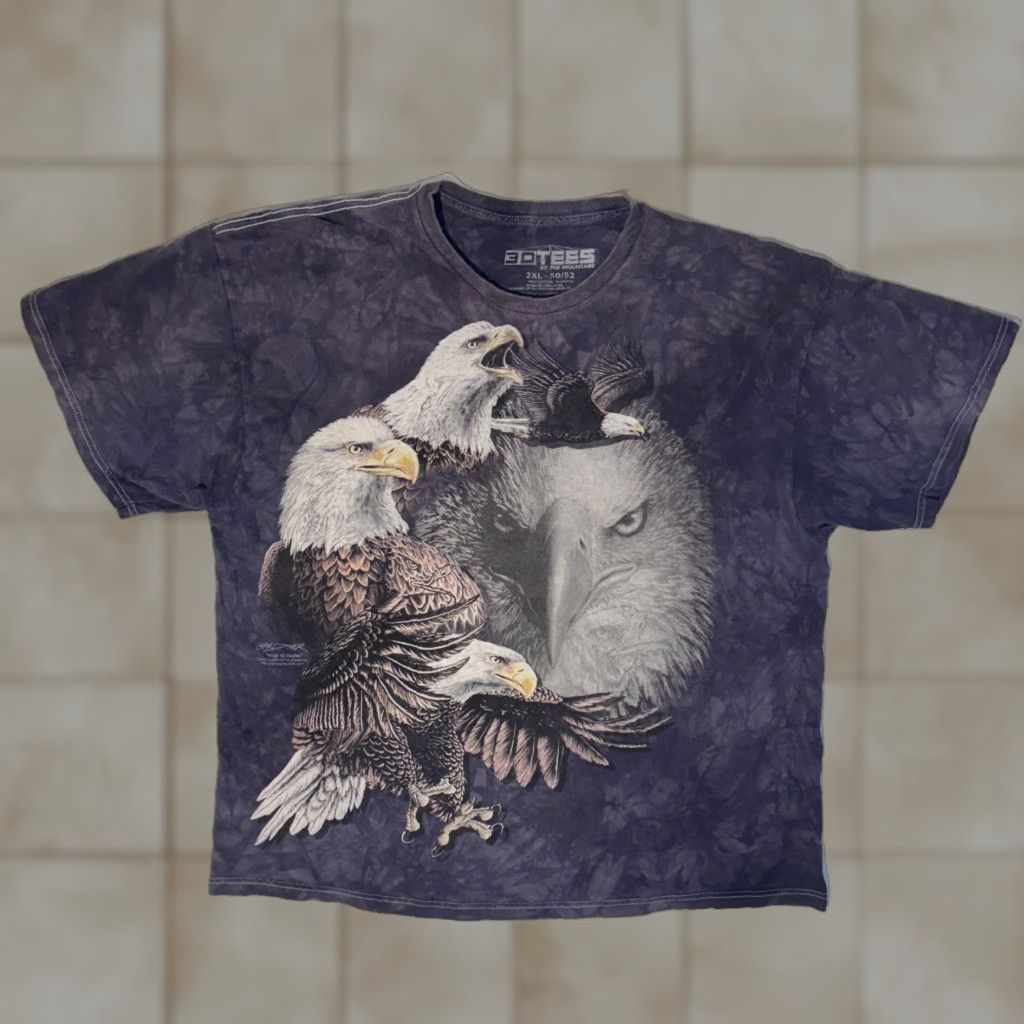 The Mountain The Mountain 3D Tees Y2K Bald Eagle AOP Tie-Dye T-Shirt 2XL Men Purple Logo Short Sleeve Crew Neck Vintage: No Size US XXL / EU 58 / 5 - 1 Thumbnail