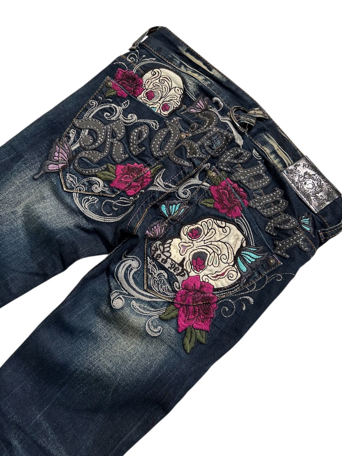 If Six Was Nine × KMRii × Le Grande Bleu (L.G.B.) Skull Red Pepper Japanese Punk Denim Jeans Size US 29 - 1 Thumbnail