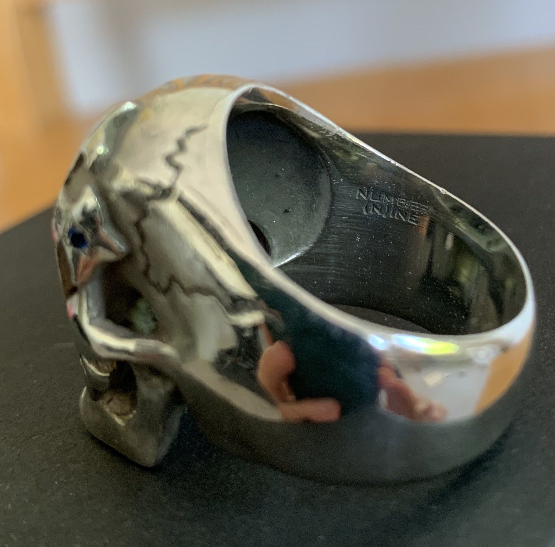 Number (N)ine SS05 "Nightcrawler" Bejeweled Silver Skull Ring w/ box Size ONE SIZE - 8 Thumbnail