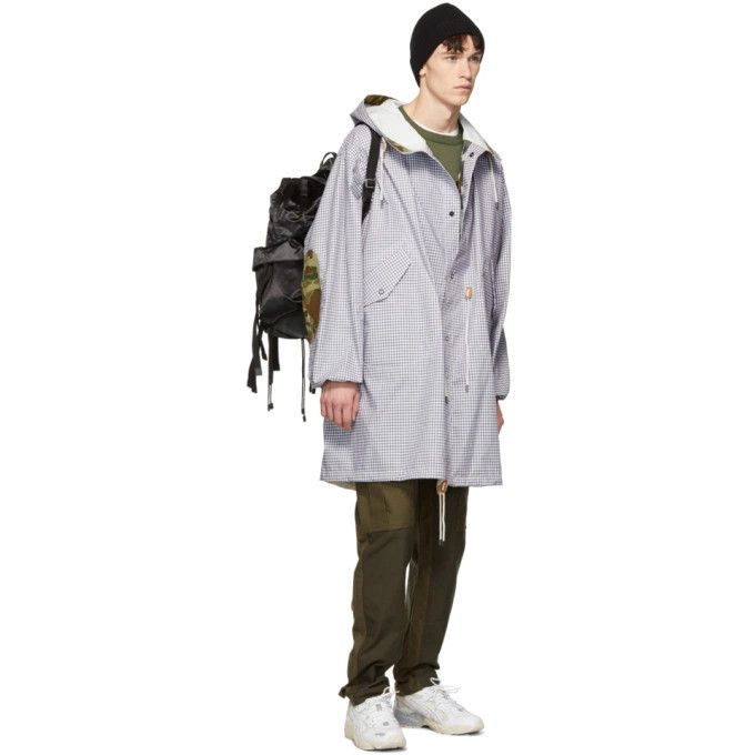 Junya Watanabe o1tko11224 Check Fishtail Coat in White/Grey Size US L / EU 52-54 / 3 - 5 Thumbnail