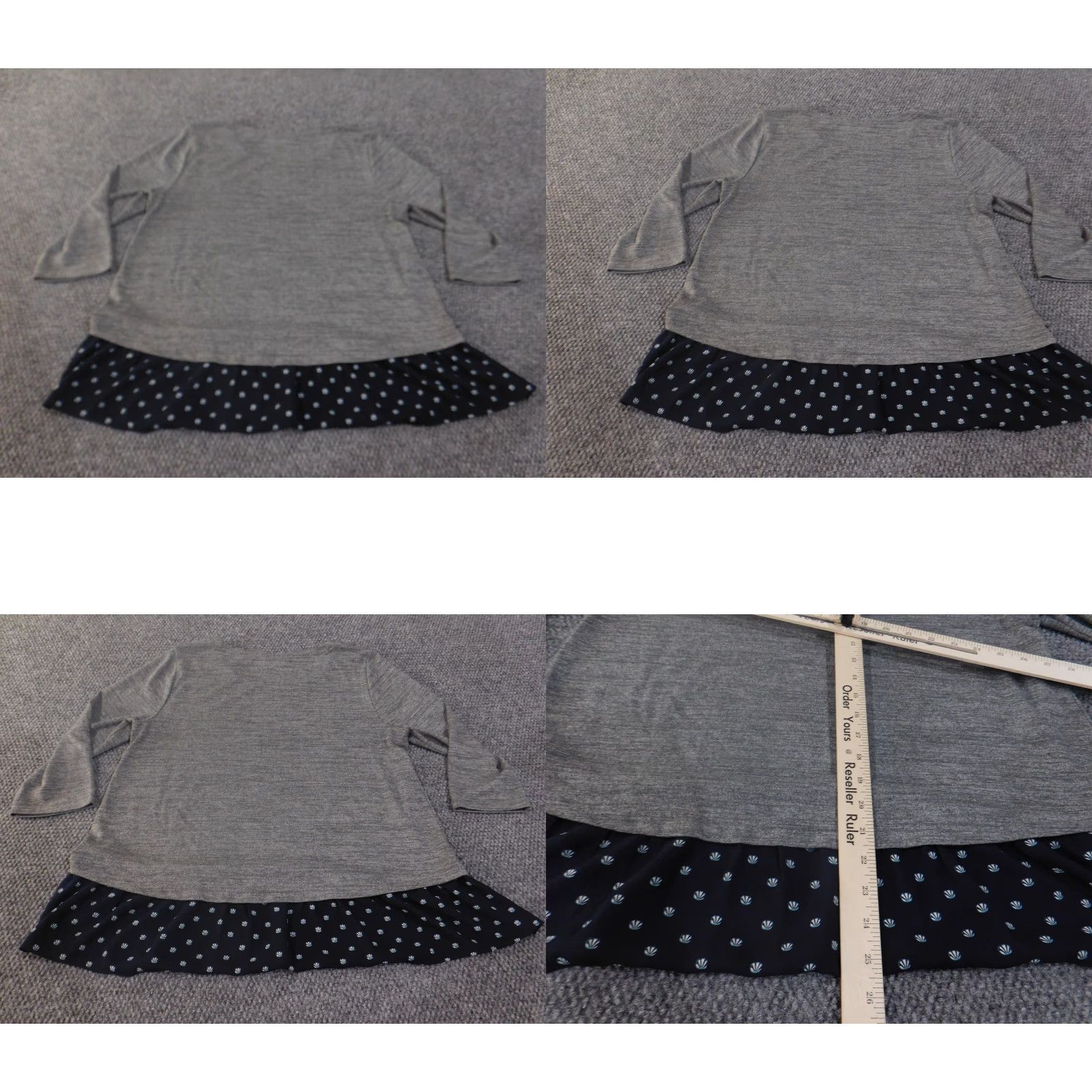 Loft LOFT Sweater Womens Large Gray Blue Ruffle Hem Long Sleeve Pullover Layered Top Size L / US 10 / IT 46 - 8 Thumbnail