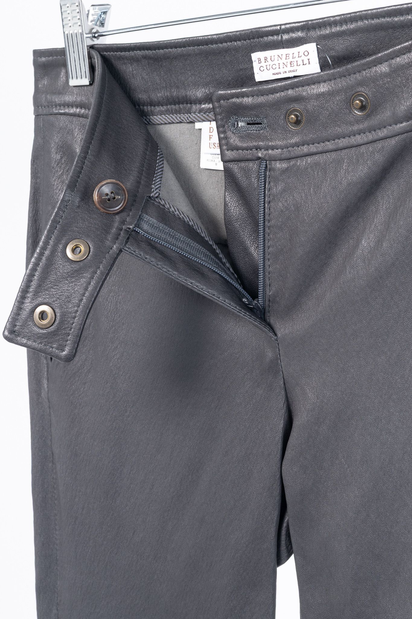 Brunello Cucinelli Brunello Cucinelli Grey Leather Quilted Moto Skinny Pants Size 27" / US 4 / IT 40 - 11 Thumbnail