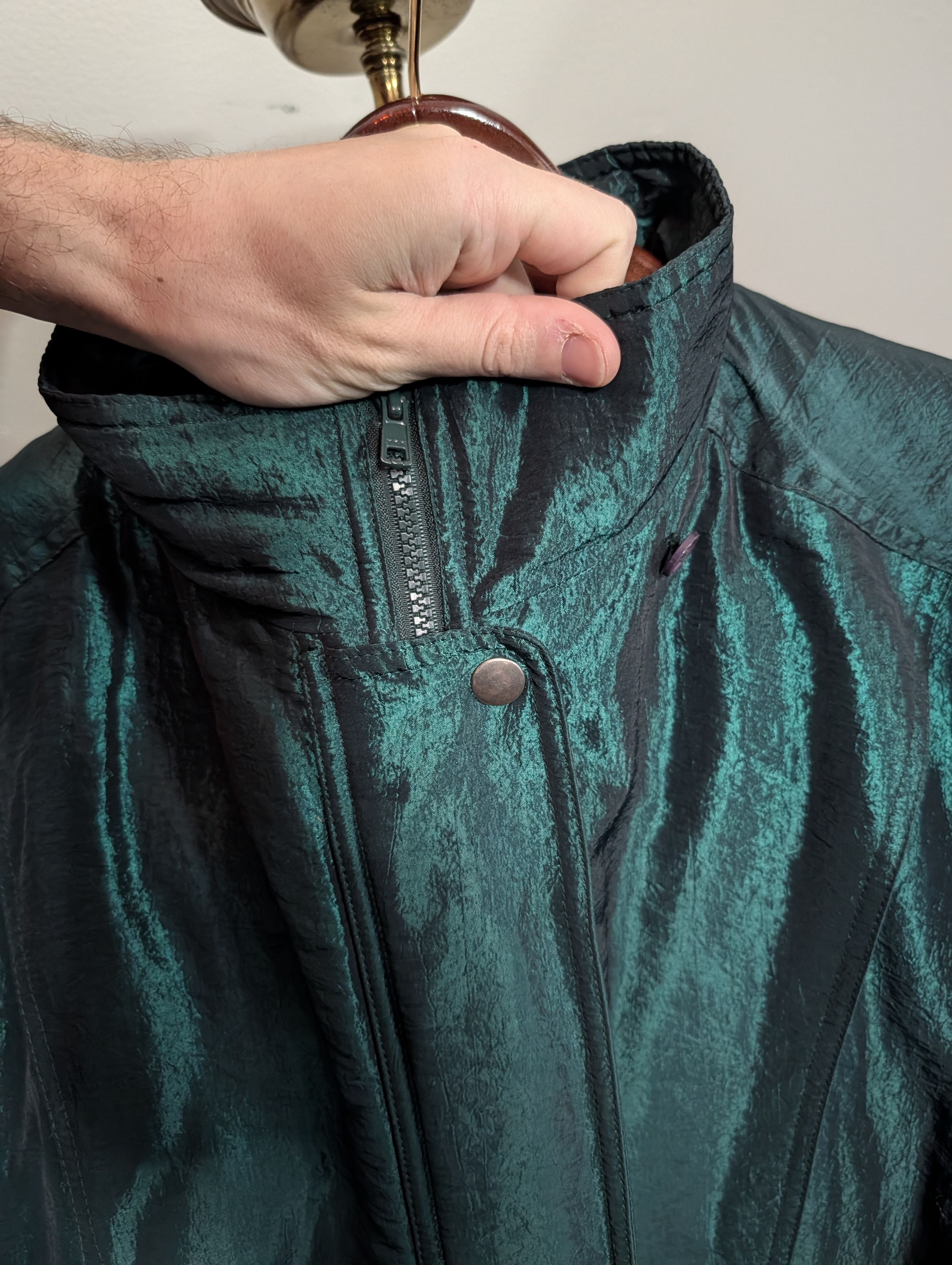 ELAN Vtg iridescent green insulated zip-up parka coat Size L / US 10 / IT 46 - 4 Thumbnail