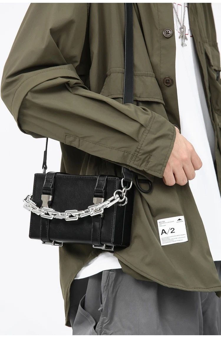 Japanese Brand Retro PU leather buckle chain shoulder box bag Size ONE SIZE - 5 Thumbnail