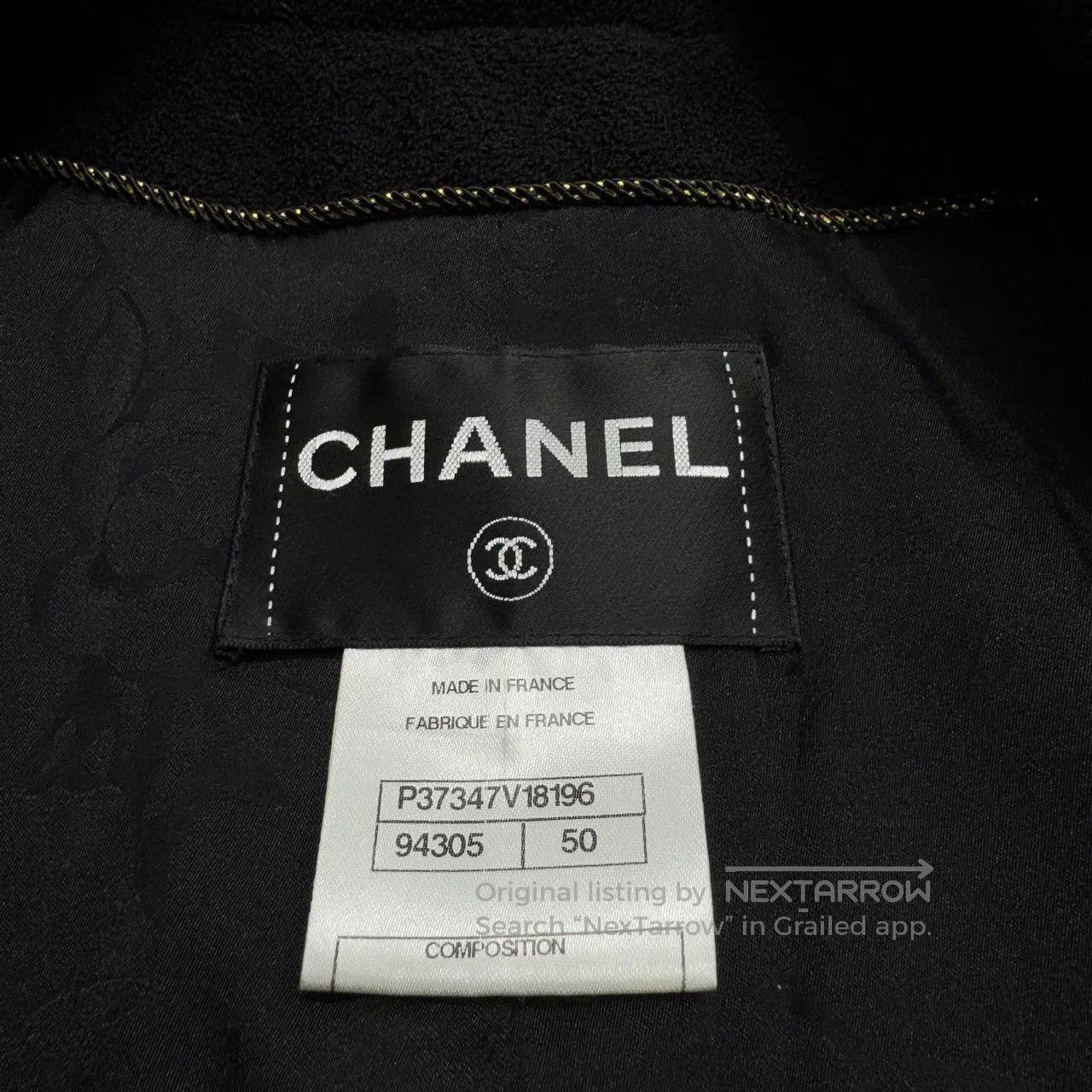 Chanel Chanel 10C Black Gold Trim Jacket. Size XL / US 12-14 / IT 48-50 - 2 Thumbnail