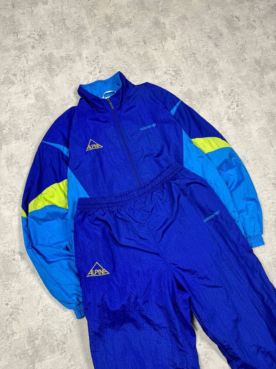 Adidas Vintage 90's Adidas ALPINA Full Tracksuit Nylon Blue Size US M / EU 48-50 / 2 - 2 Thumbnail