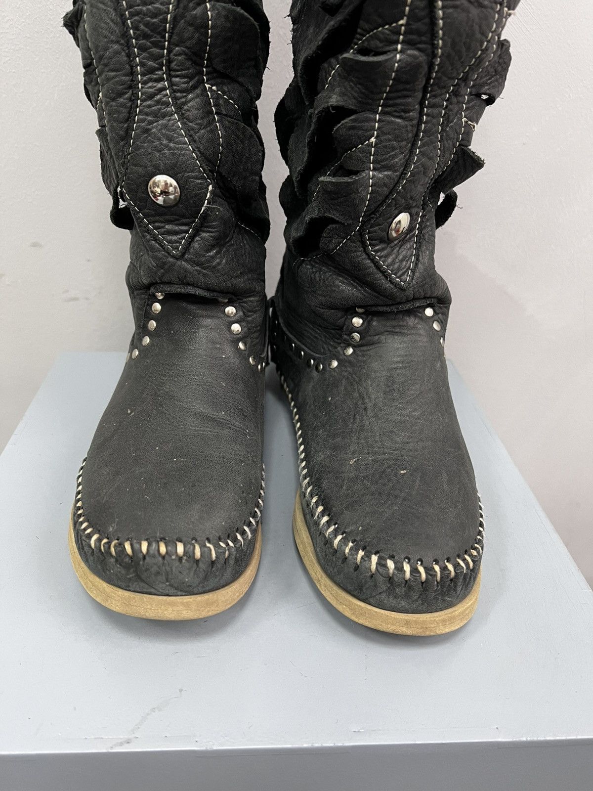 14th Addiction × Japanese Brand VTG 14th Addiction style 2000s Leather Boots high top shoes Size US 7 / IT 37 - 13 Thumbnail