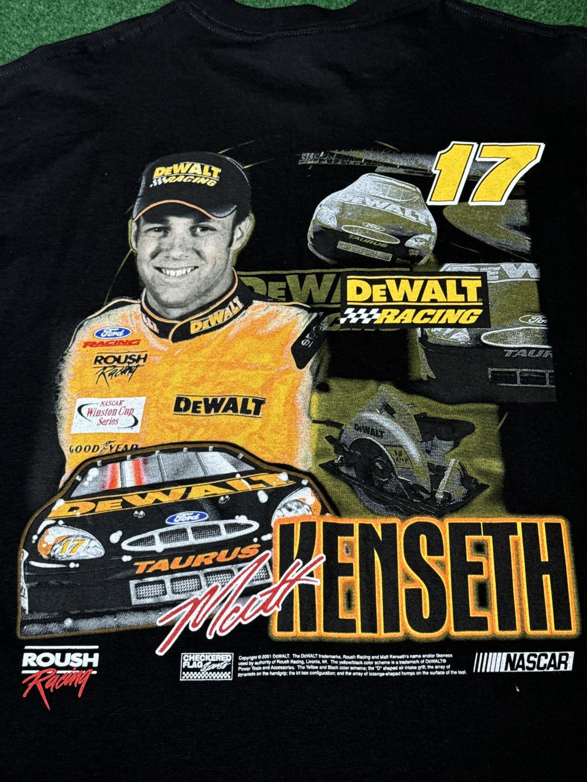 NASCAR × Vintage Vtg 90s Y2K Matt Kenseth Dewalt Roush Racing Nascar T Shirt Size US L / EU 52-54 / 3 - 4 Thumbnail