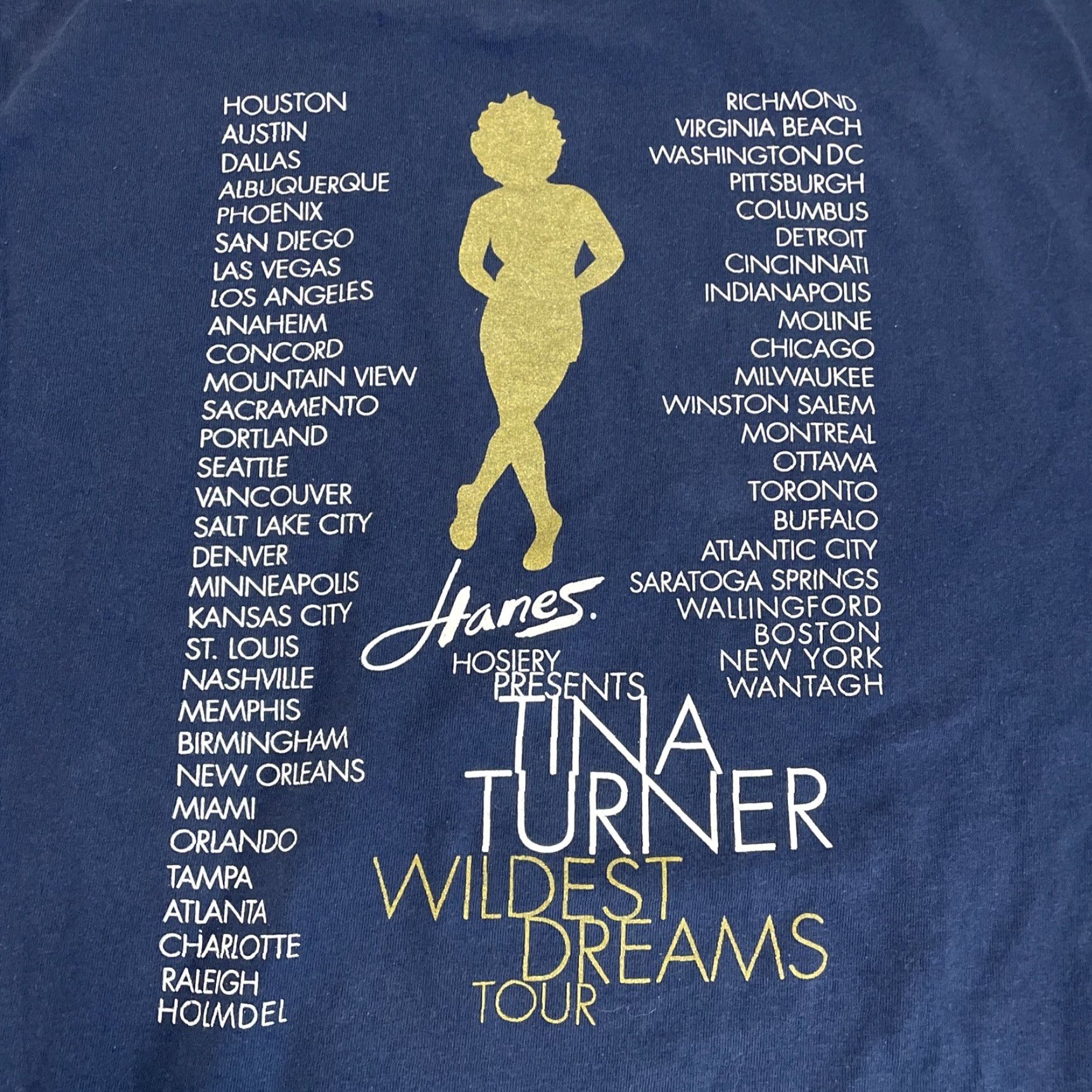 Hanes VINTAGE Tina Turner Tour Shirt Adult L Blue 90s Graphic Double-Sided Mens Size US L / EU 52-54 / 3 - 7 Thumbnail