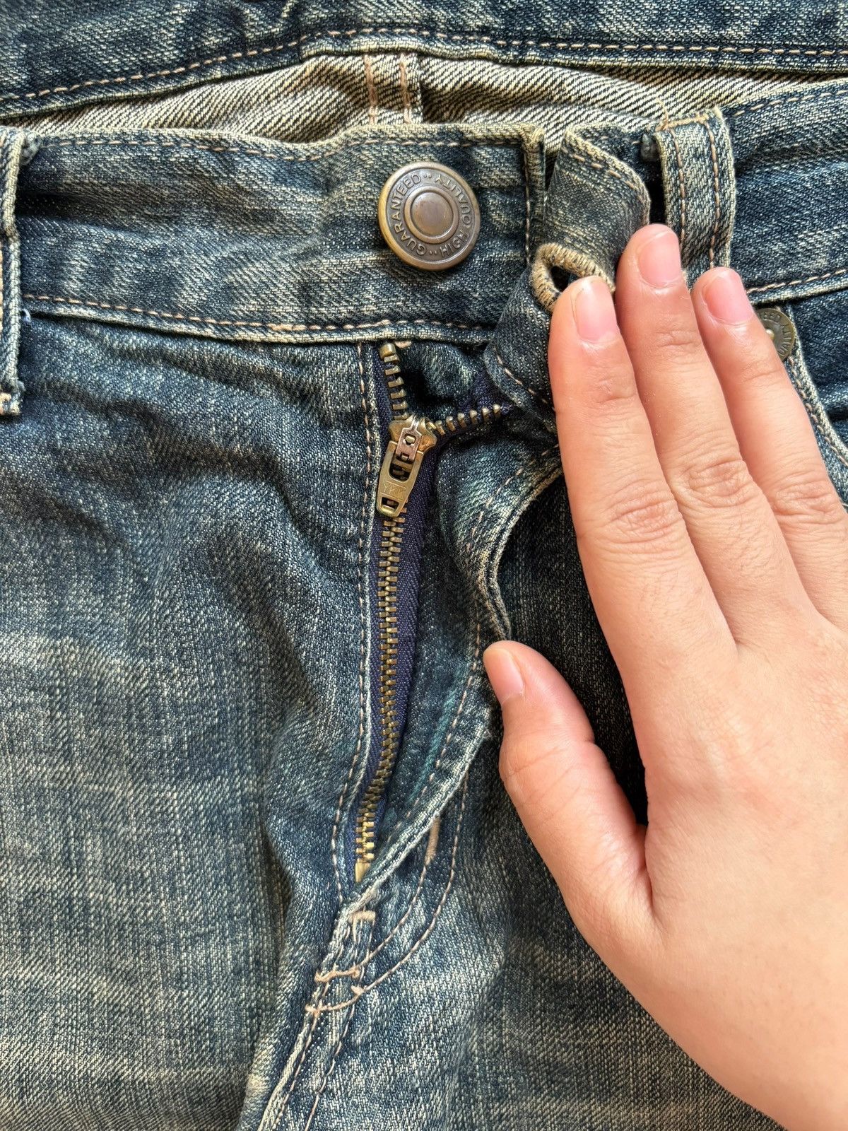 Japanese Brand × Seditionaries Vintage Japanese Brand Rusty Mud Wash Skull Rip Loose Jeans Size US 36 / EU 52 - 3 Thumbnail