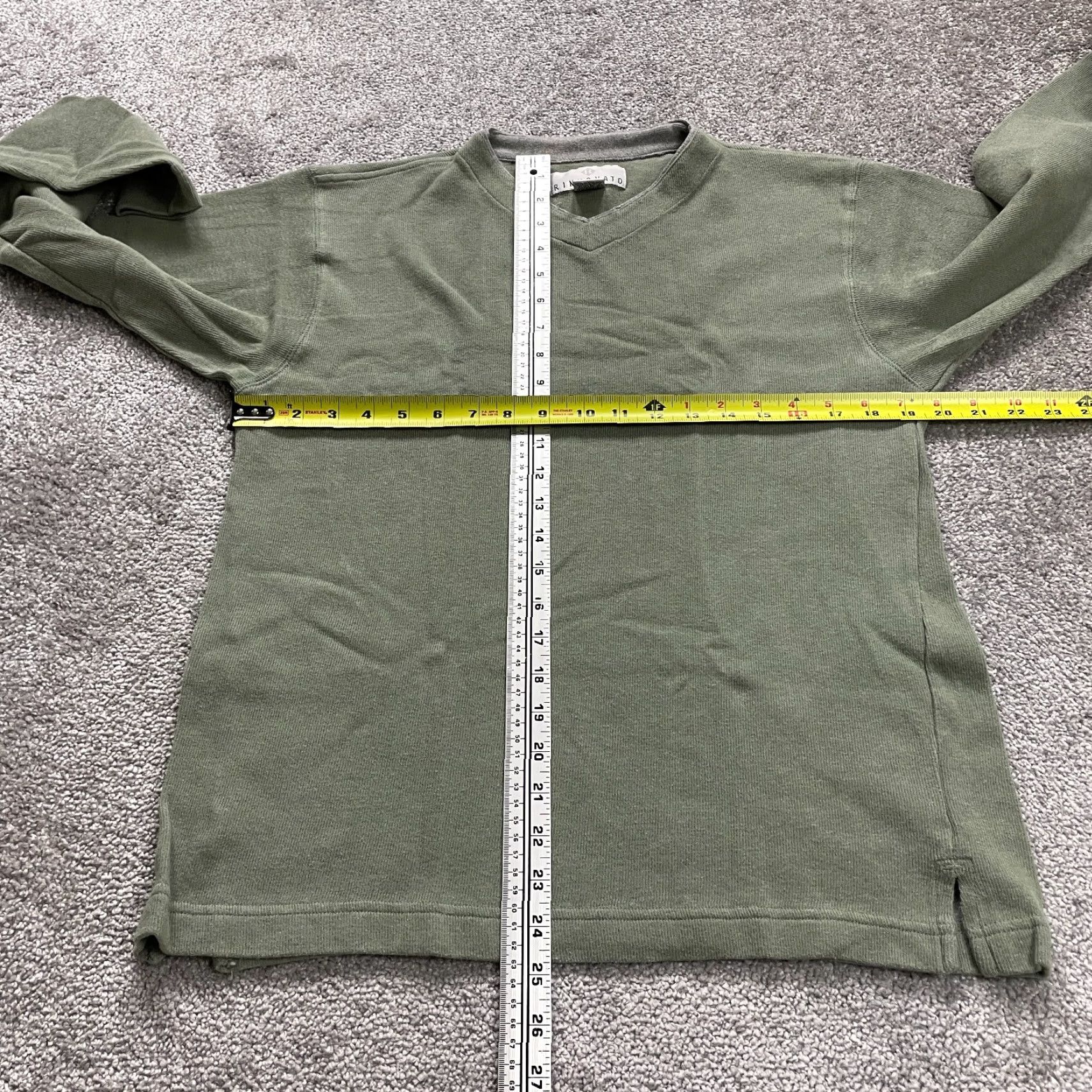 Vintage Vintage Rinnovato Cotton Rayon V-Neck Long Sleeve Shirt Men Small Solid Green Classic Size US S / EU 44-46 / 1 - 6 Thumbnail