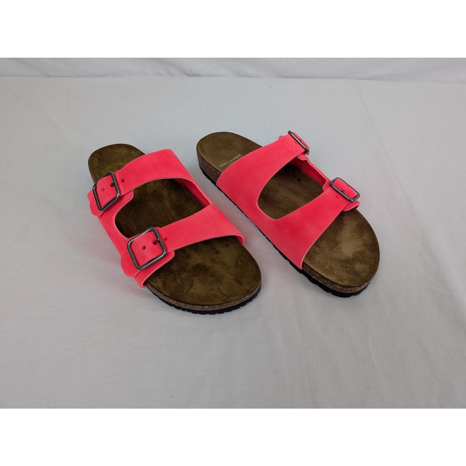 Saint Laurent Paris o1rshd1 Q:2 / Jimmy Double Buckle Slide Slipper Pink/Brown Size US 9 / EU 42 - 1 Thumbnail