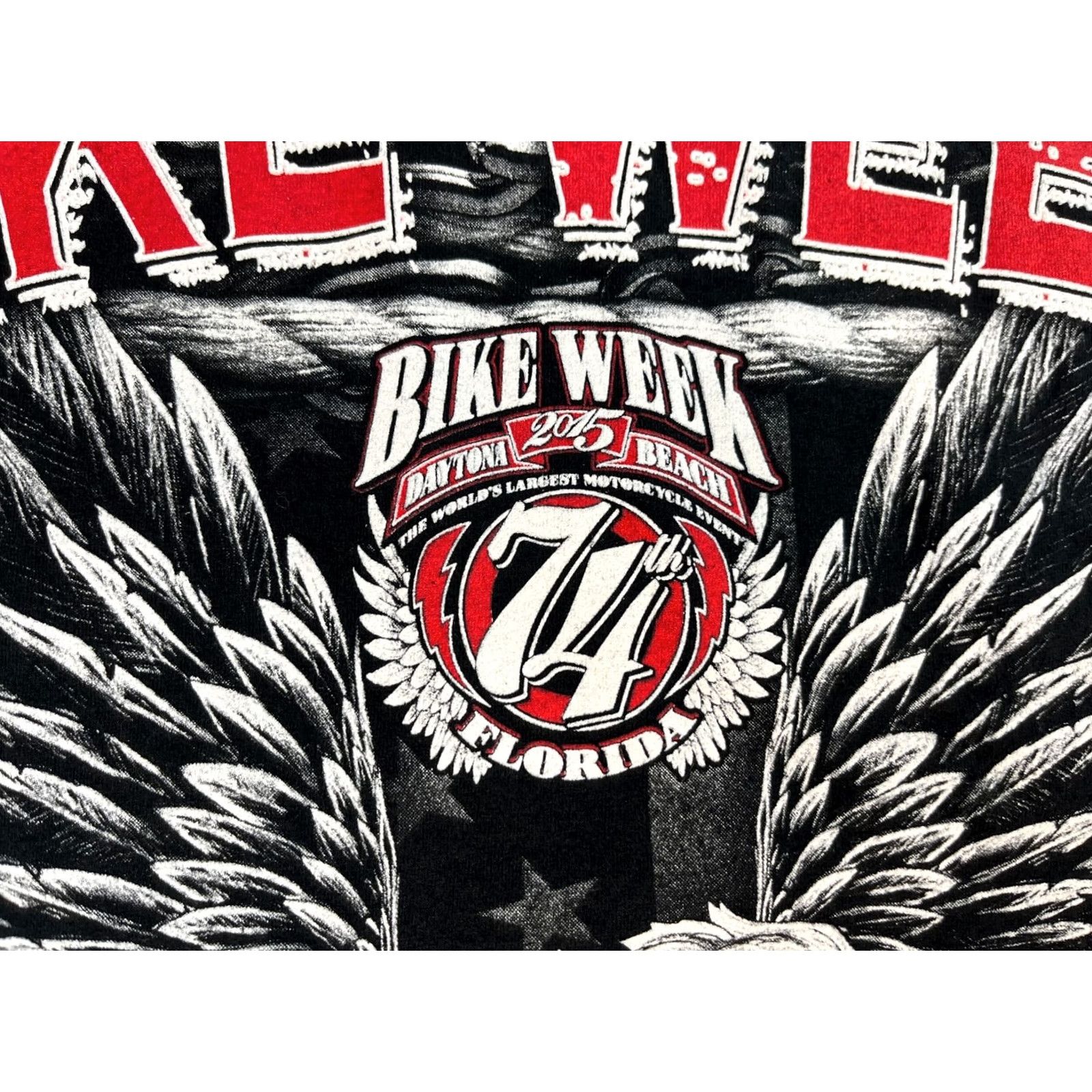 Fruit Of The Loom 2015 Daytona Beach, FL 74th Bike Week T-Shirt Double-Sided Sz XL Motorcycle Men's XL Black Cotton Fruit of the Loom Shirt Chil Size US XL / EU 56 / 4 - 4 Thumbnail