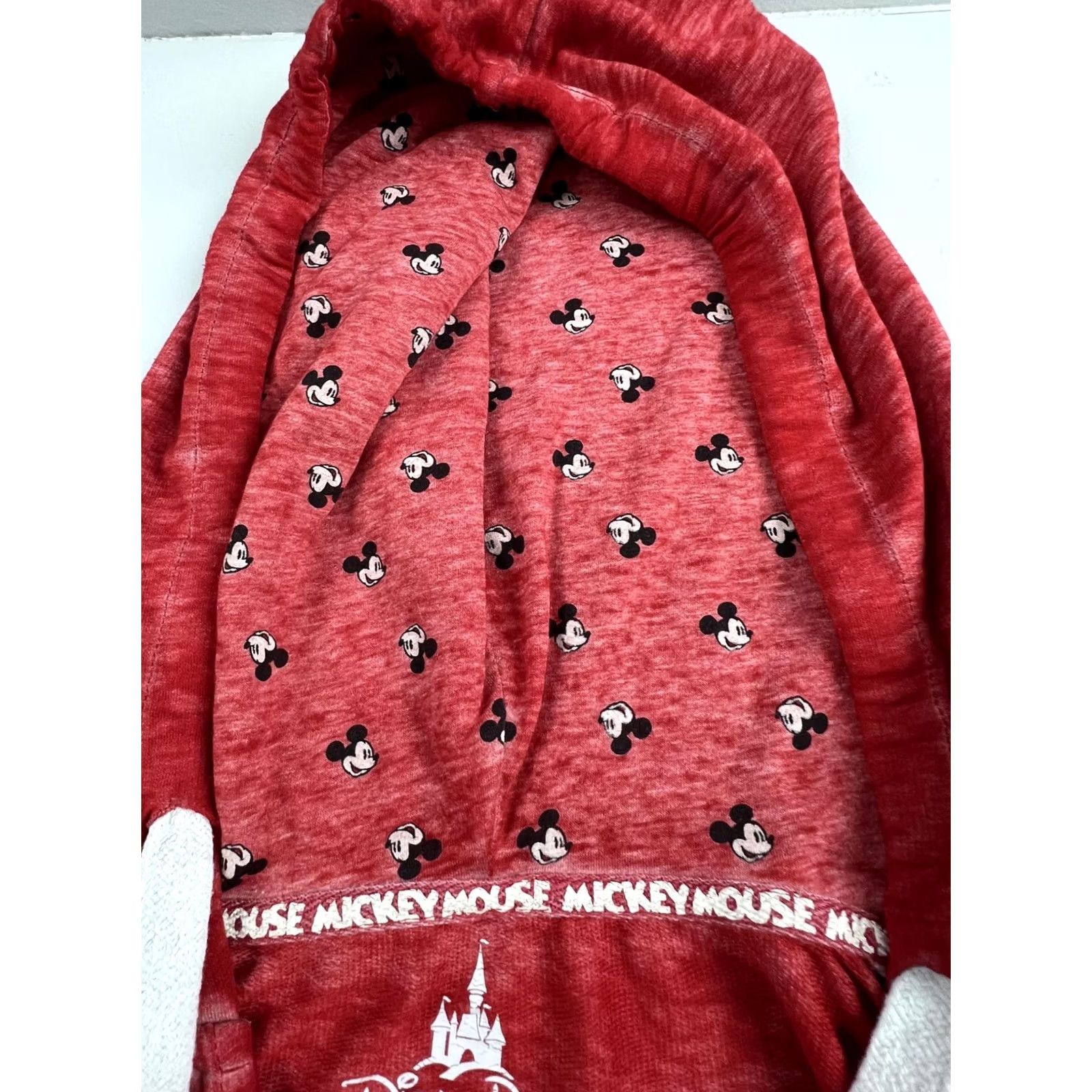 Vintage Disney Parks Shirt Womens L Red V Neck Long Sleeve Hooded Mickey Mouse Tunic Top Size L / US 10 / IT 46 - 4 Thumbnail