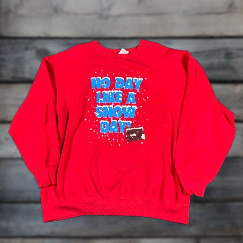 Fruit Of The Loom VINTAGE No Day Like a Snow Day Sweatshirt Men 2XL Red 50-50 Fruit of the Loom Graphic Print Retro School 90s Hipster Pullover Sweatshirt Size US XXL / EU 58 / 5 - 1 Thumbnail