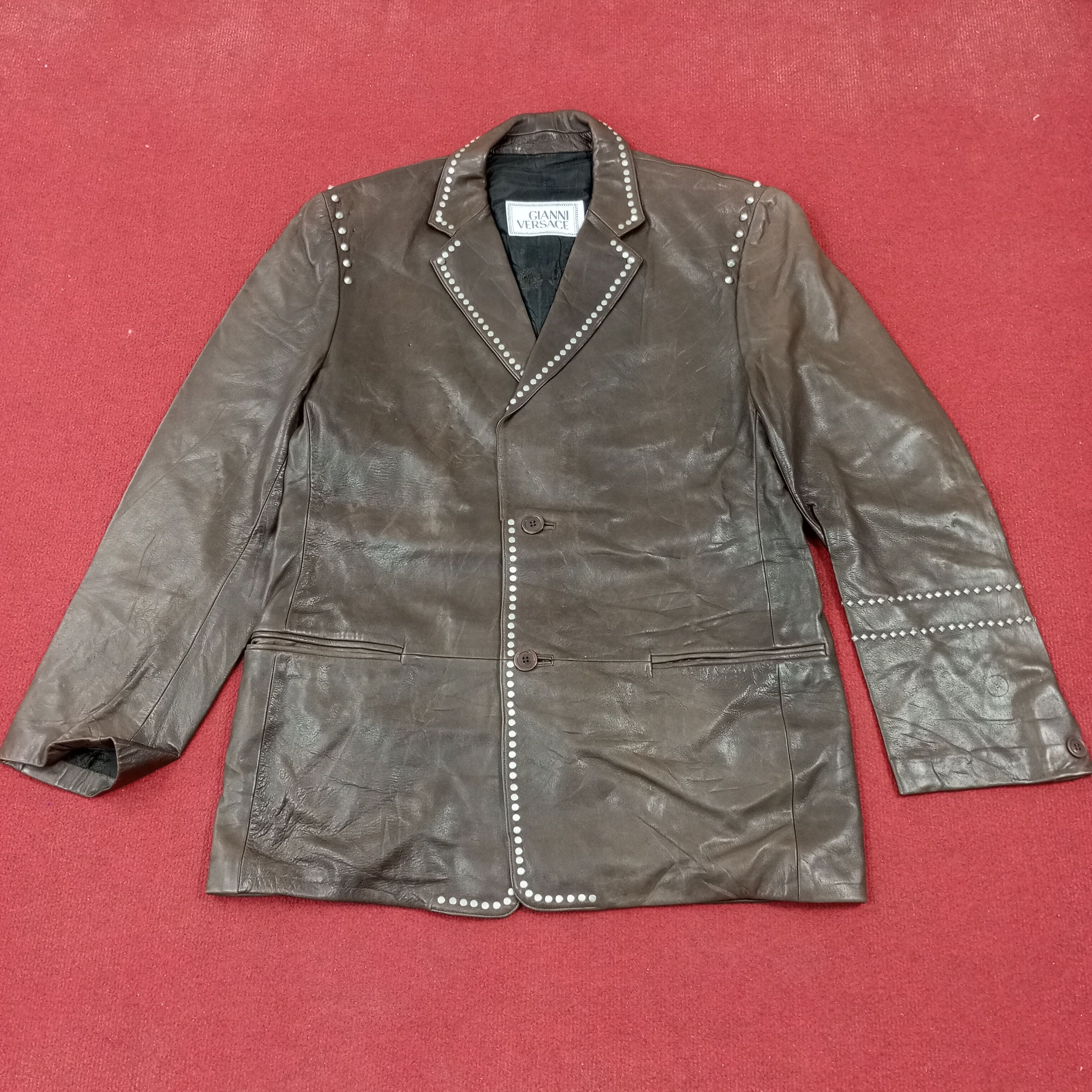 Versace × Vintage Gianni Versace Fashion Brand Leather Blazer Size 38R - 1 Thumbnail