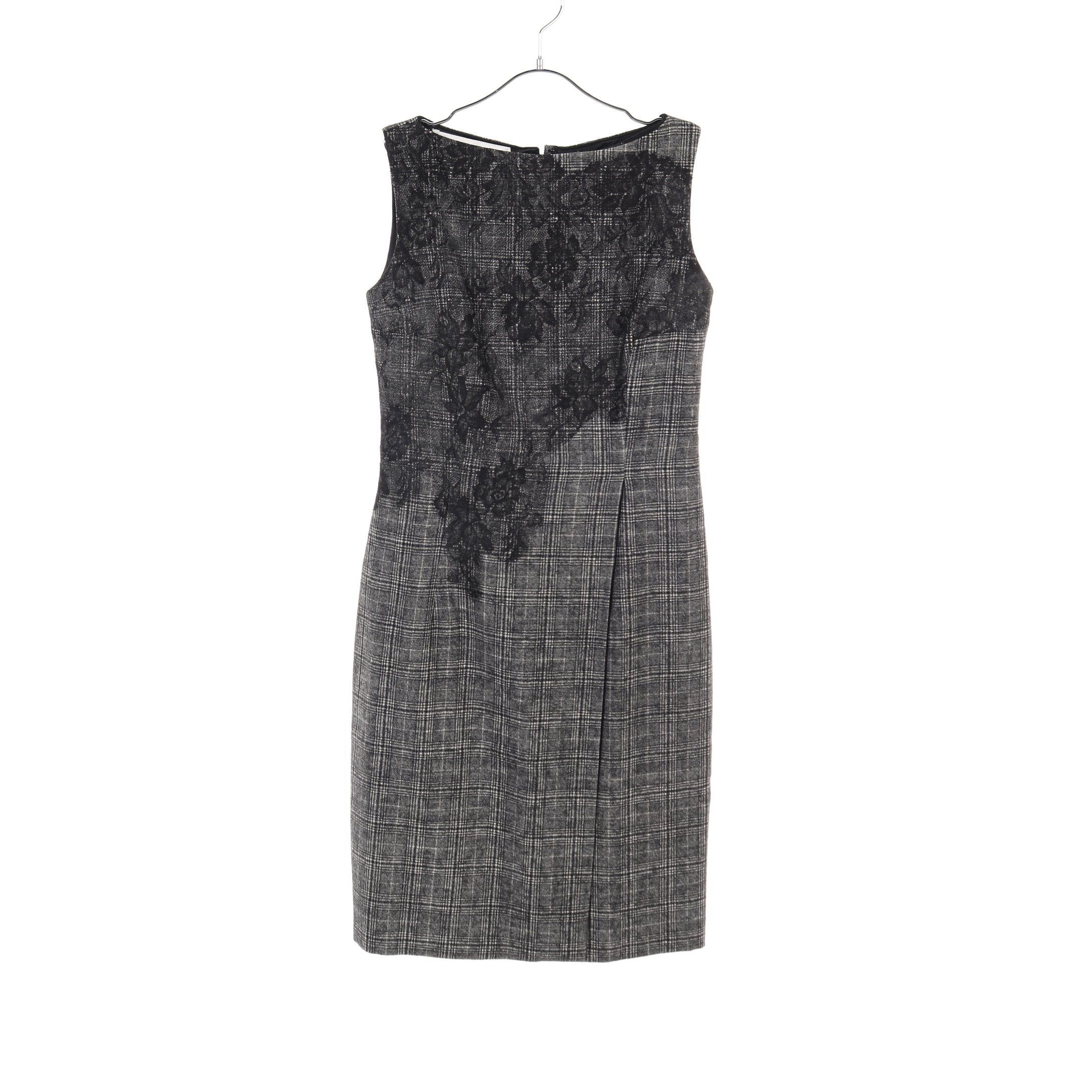 Valentino Valentino One Piece No Sleeve Check Embroidery Wool Gray Size ONE SIZE - 1 Thumbnail