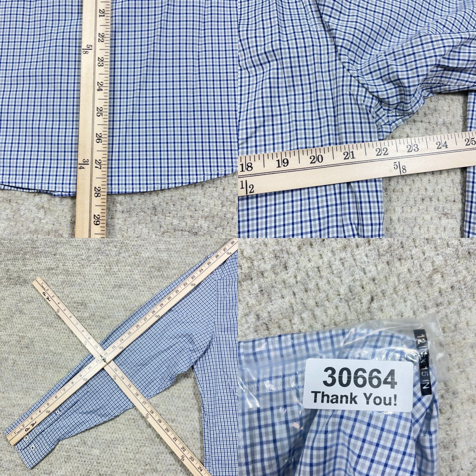 UNTUCKit UNTUCKit Shirt Men Large Blue Gray Plaid Button Nylon Performance Stretch Dress Size 42R - 8 Thumbnail