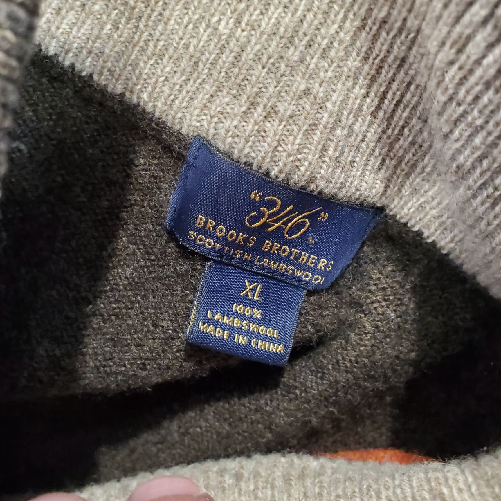 Brooks Brothers Brooks Brothers 346 Sweater Mens Extra Large Brown Beige Scottish Lambswool Knit Argyle/Diamond Mock Neck Long Sleeve Size US XL / EU 56 / 4 - 7 Thumbnail