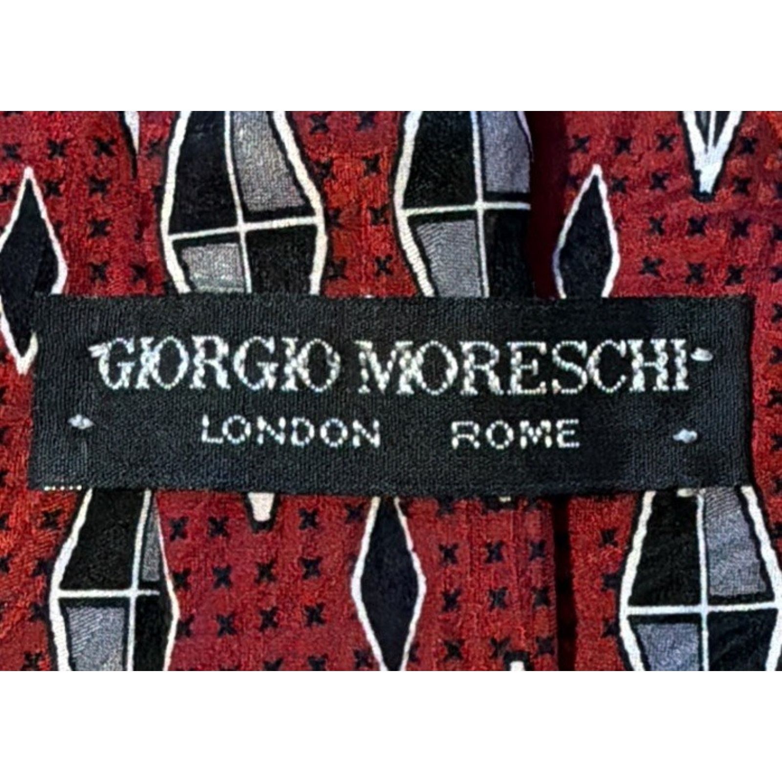 Moreschi Giorgio Moreschi London Red Gray Neck Tie 100% Silk Designer Size ONE SIZE - 4 Thumbnail