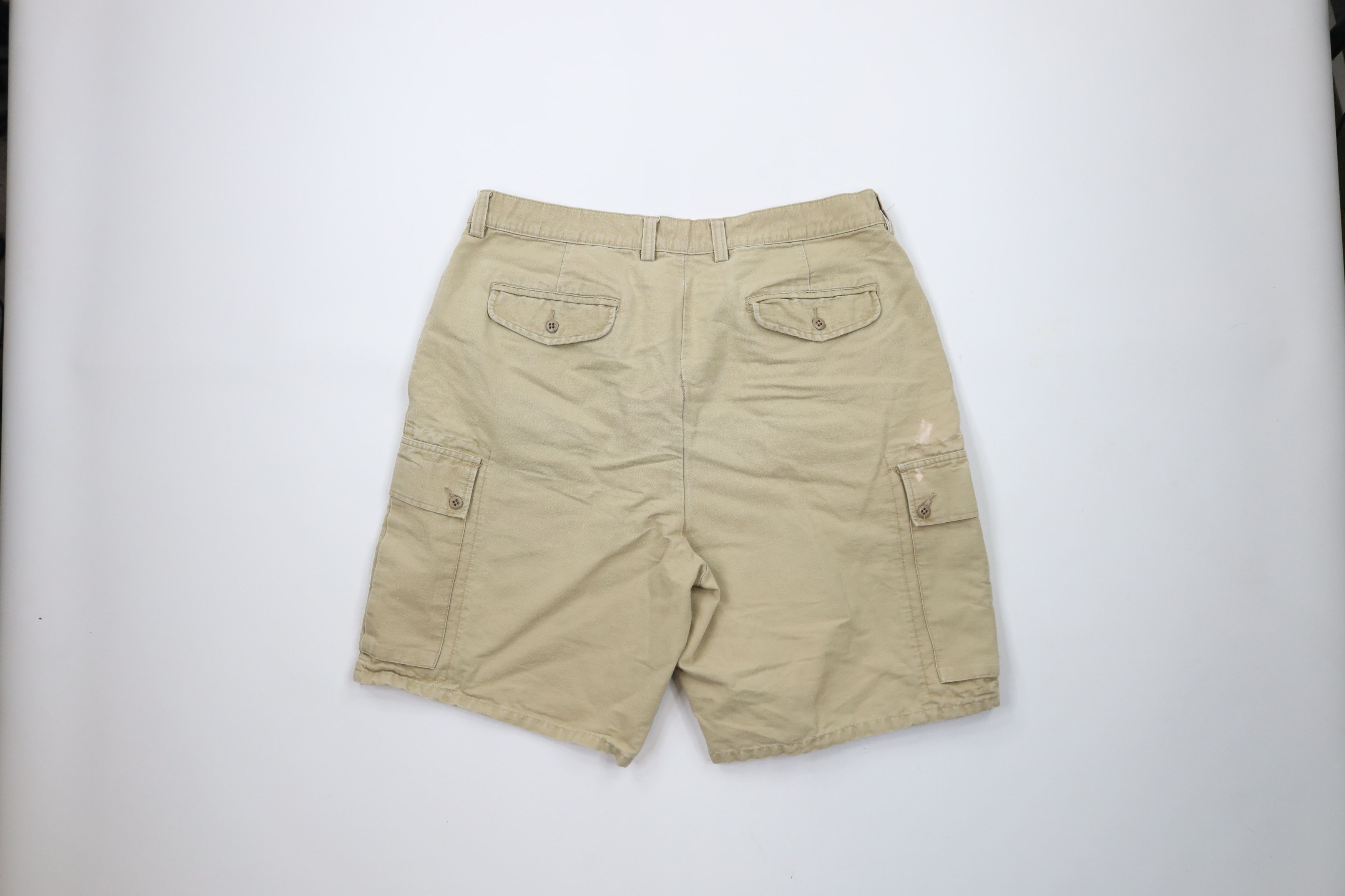 Gap × Vintage Vintage 90s Gap Heavy Canvas Cargo Shorts Beige Cotton Size US 38 / EU 54 - 7 Thumbnail