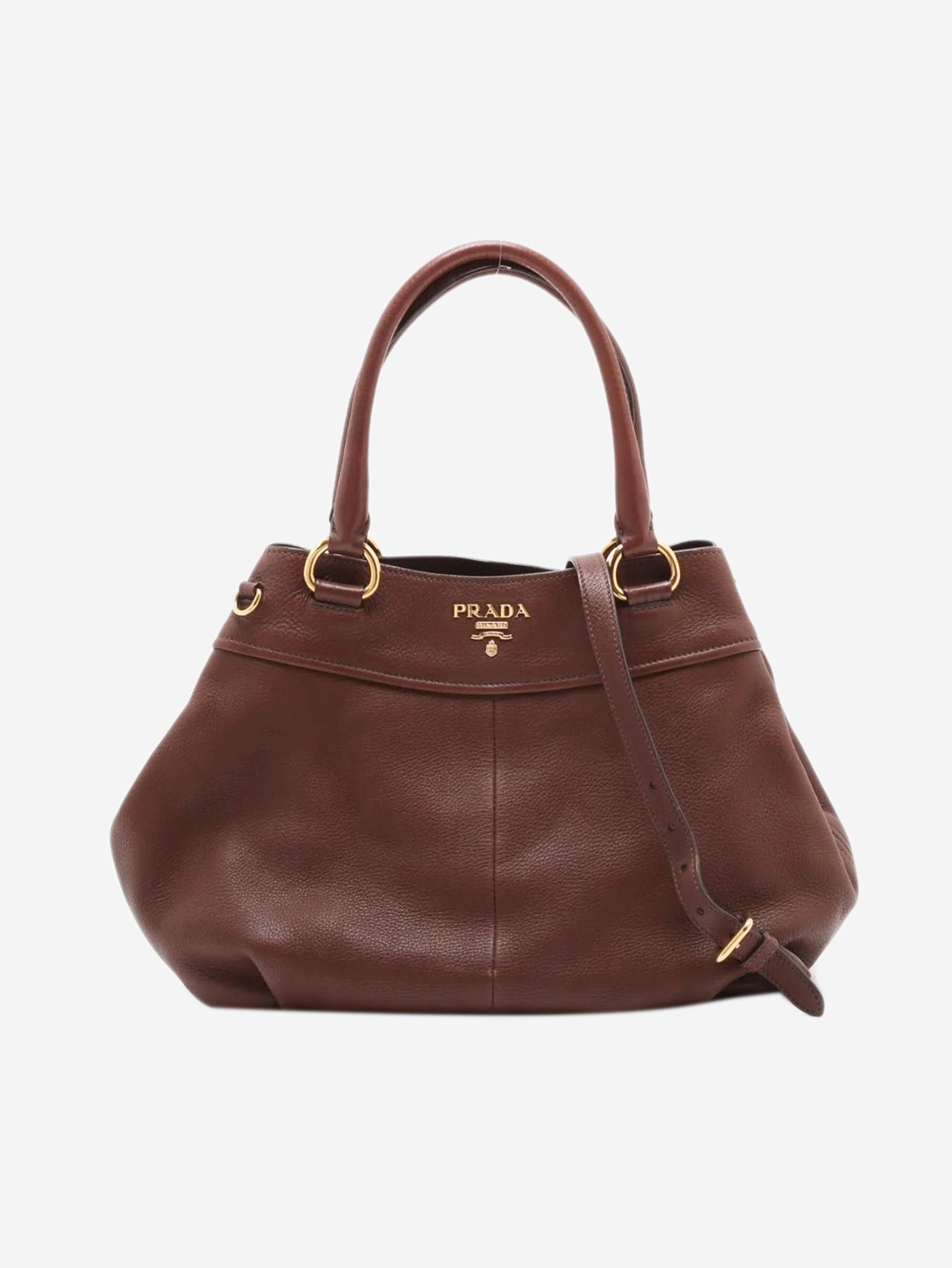 Prada Brown Vitello Daino leather 2way bag Size ONE SIZE - 1 Thumbnail