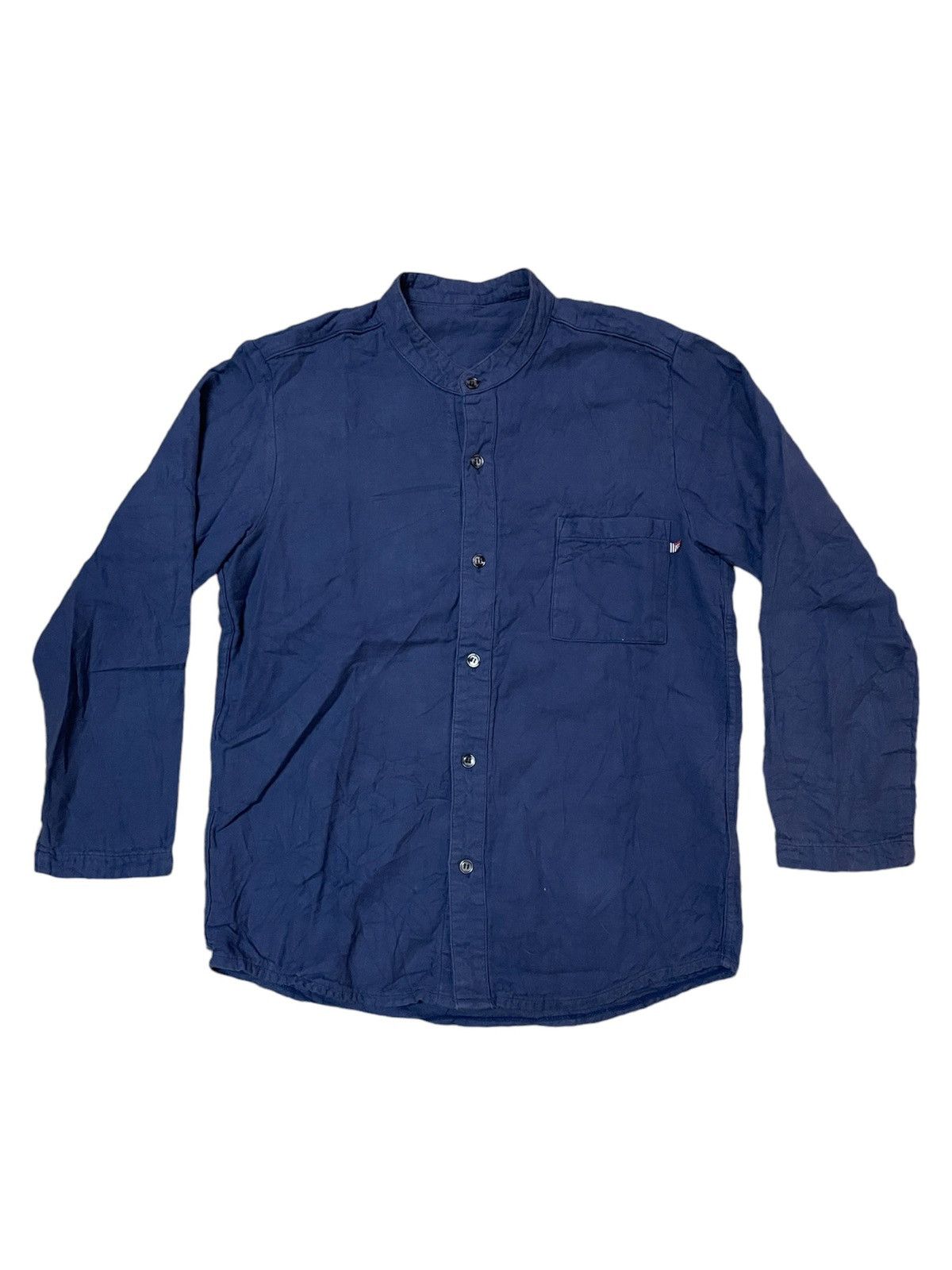 Japanese Brand Broome towel Japan Henley Collar Casual Blue Indigo slim fit Size US L / EU 52-54 / 3 - 9 Thumbnail