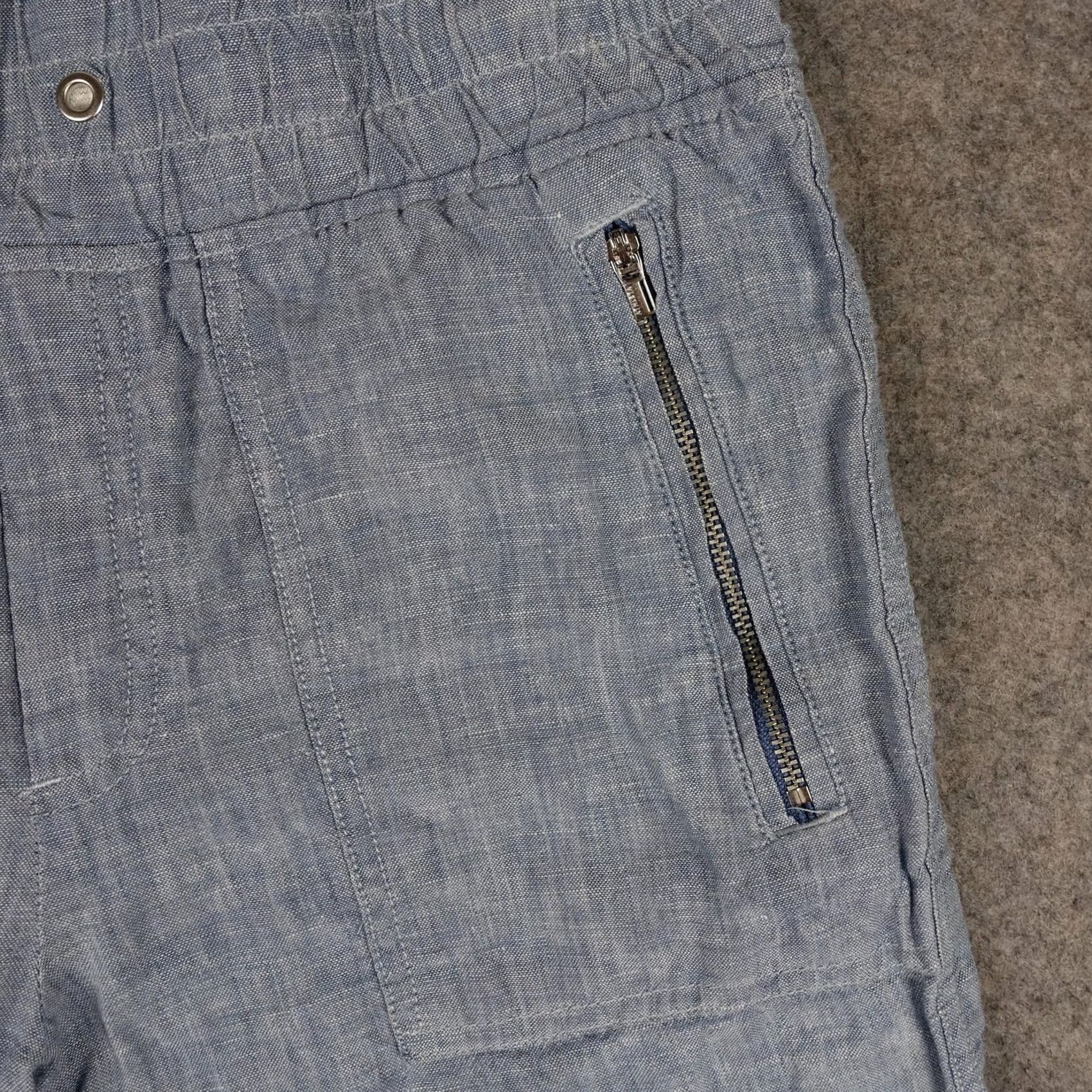 Athleta Athleta Pants Womens 6 Blue Linen Jogger Elastic Waist Zip Pocket Ankle Cuff Tapered Regular Inseam 26 in Casual Womens Size 28" / US 6 / IT 42 - 4 Thumbnail