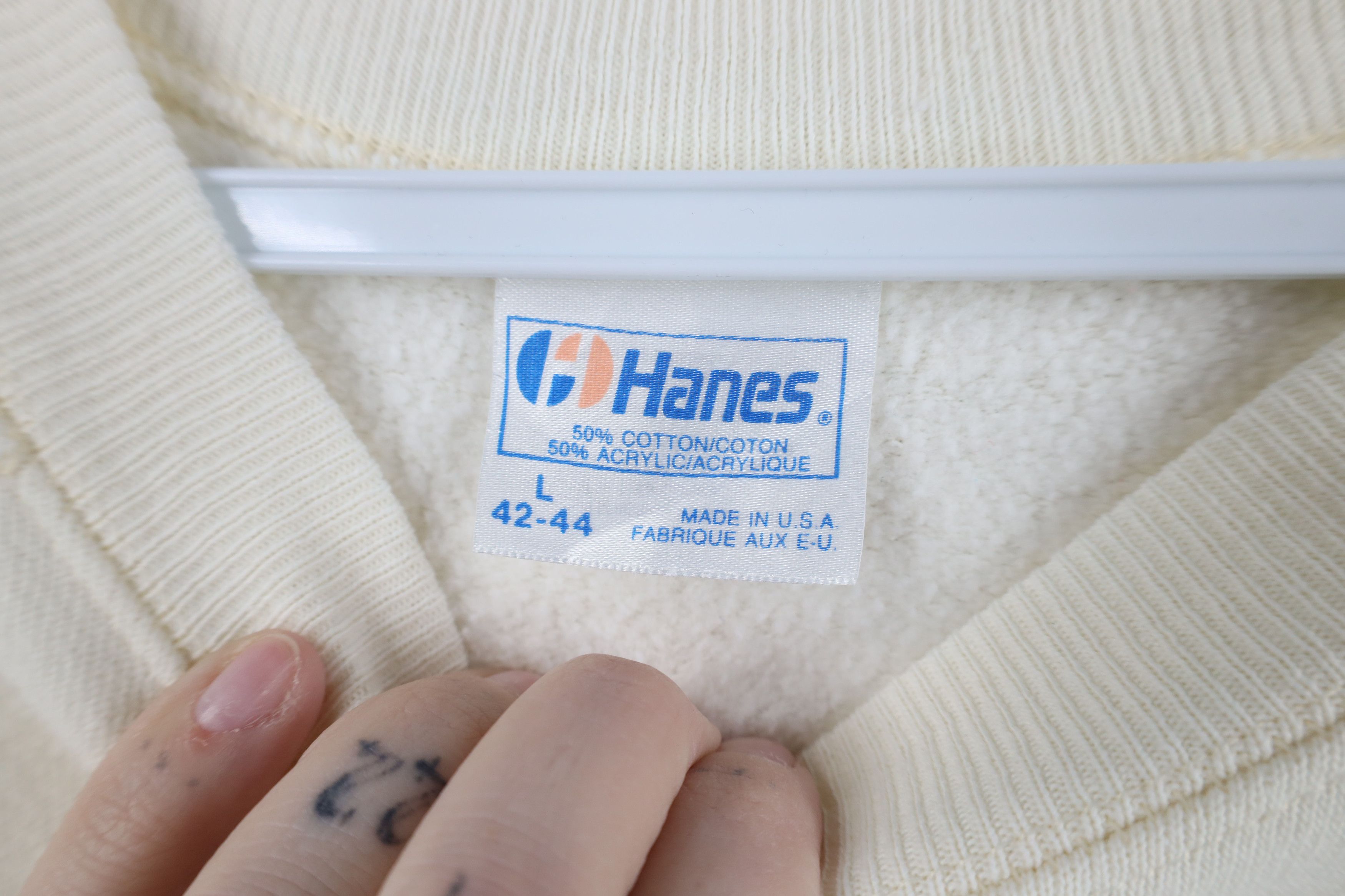 Vintage Vintage 80s 90s Streetwear Crewneck Sweatshirt Cream USA Size L / US 10 / IT 46 - 9 Thumbnail