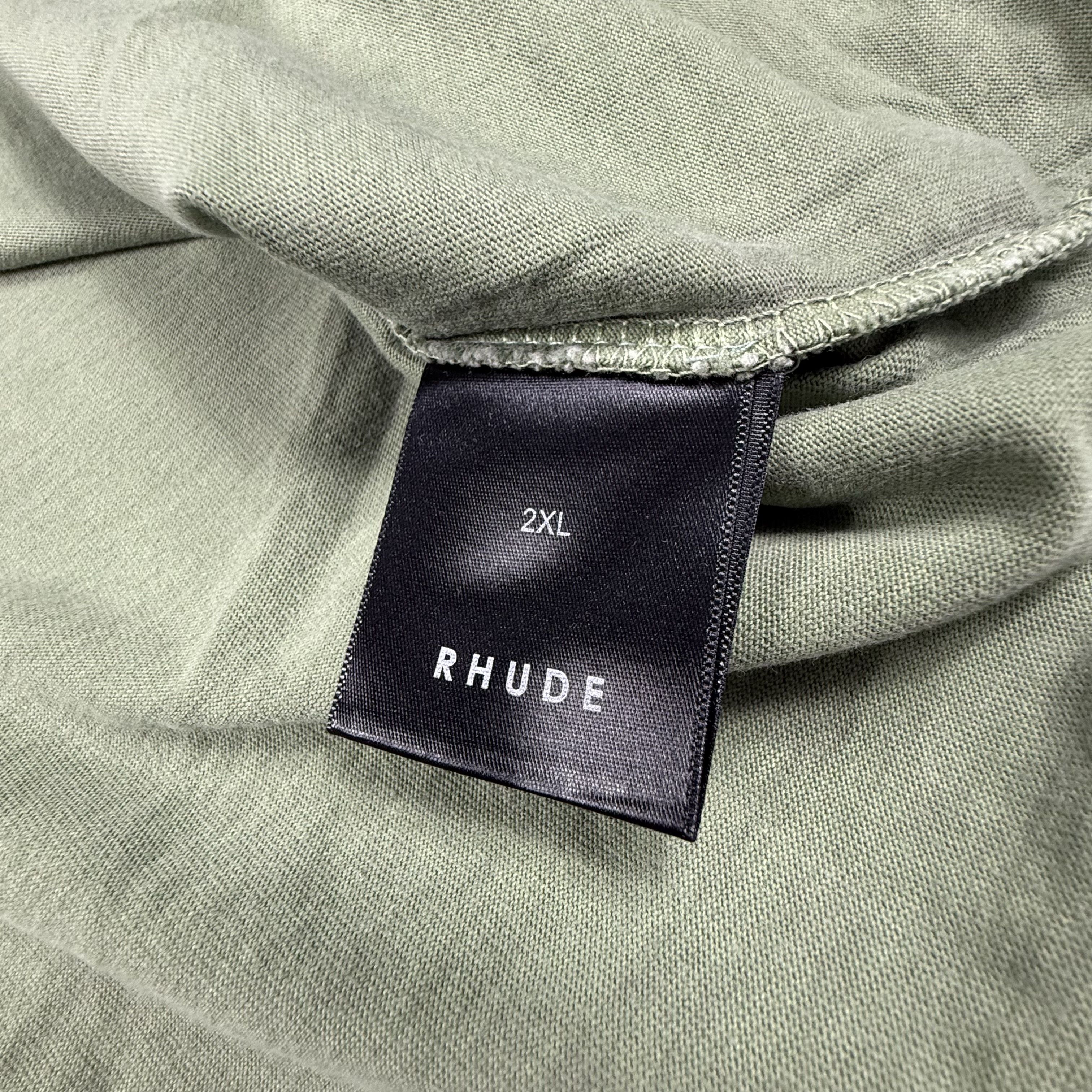 Rhude Rhude Script Logo Long Sleeve T-Shirt Olive Green Mens 2XL Size US XXL / EU 58 / 5 - 6 Thumbnail
