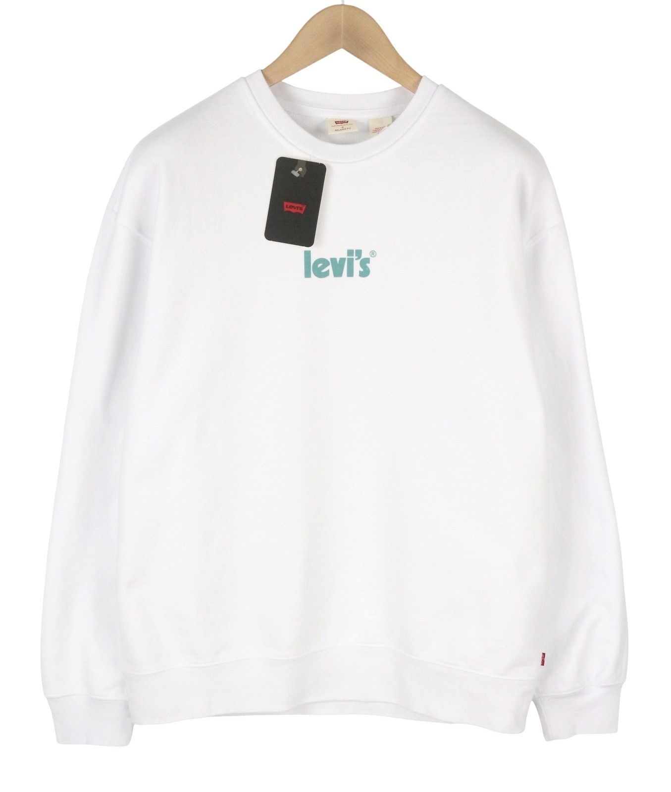 Levi's RELAXED FIT M White Logo Crew Neck Cotton Pullover 87102 Size US M / EU 48-50 / 2 - 2 Thumbnail