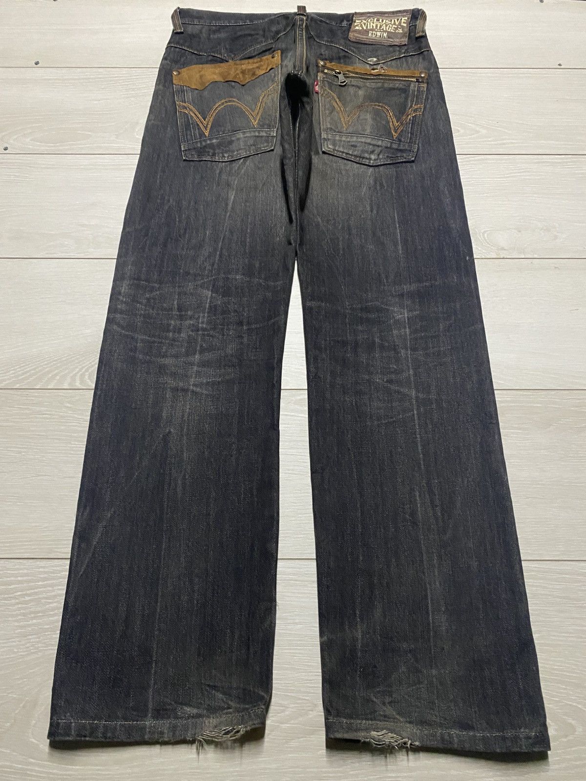 Edwin Edwin exclusive Vintage Black Denim Tears Loose Jeans Size US 33 - 2 Thumbnail