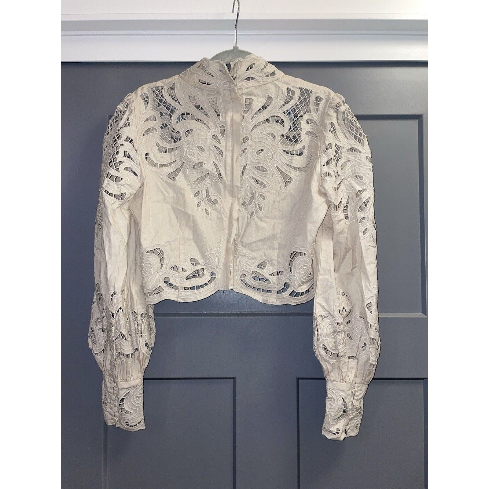 INTERMIX INTERMIX Jasmine Organic Cotton Detailed Lace Cuff Blouse 6 Size M / US 6-8 / IT 42-44 - 8 Thumbnail
