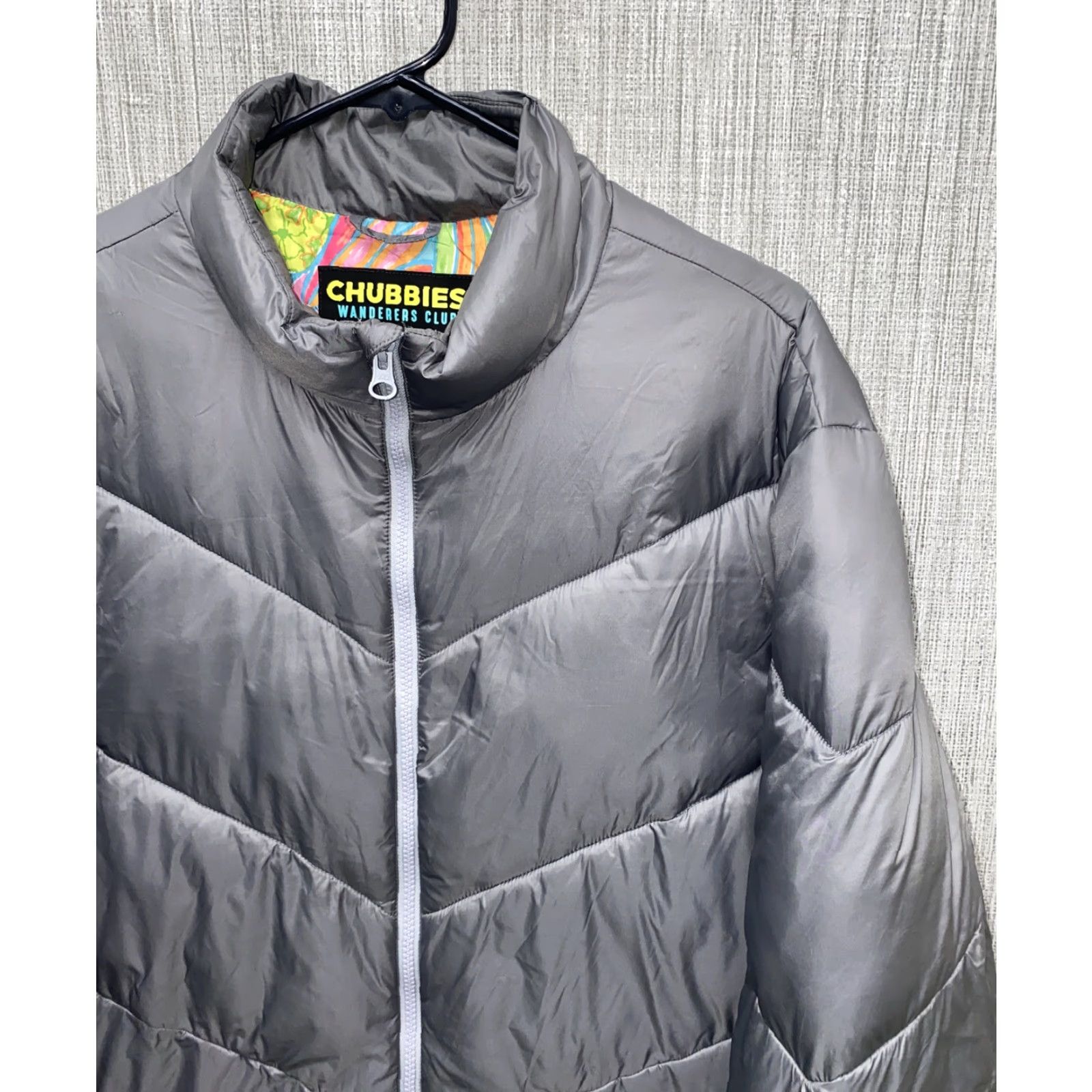 Chubbies Chubbies Womens Gray Nylon Full Zip Puffer Jacket XL Women Full Zip Puffer Jacket Size XL / US 12-14 / IT 48-50 - 2 Thumbnail