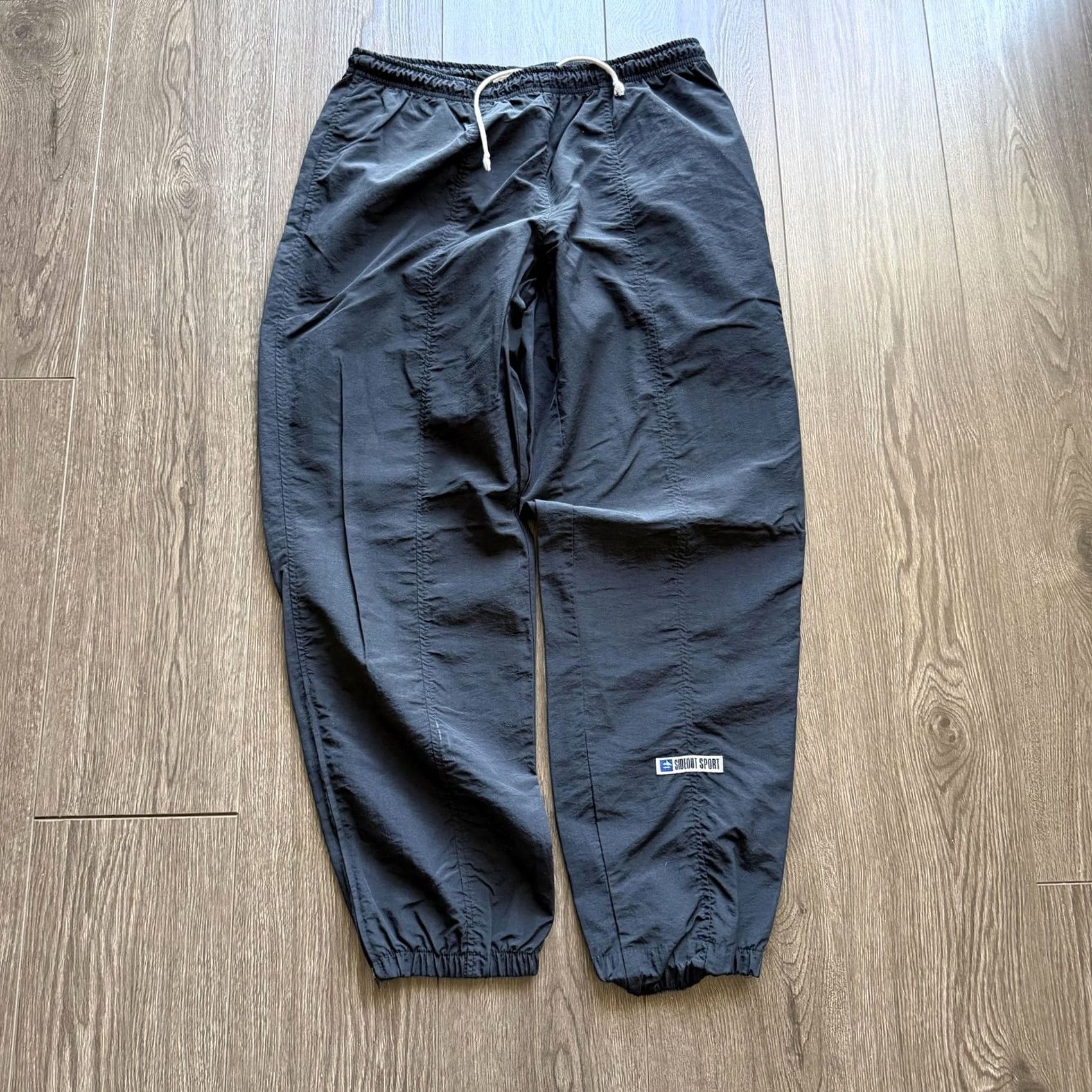 Sideout VINTAGE Sideout Sport Track Pants Medium Black Nylon Jogger Elastic Hem Baggy 90s Y2K Size US 31 - 2 Thumbnail