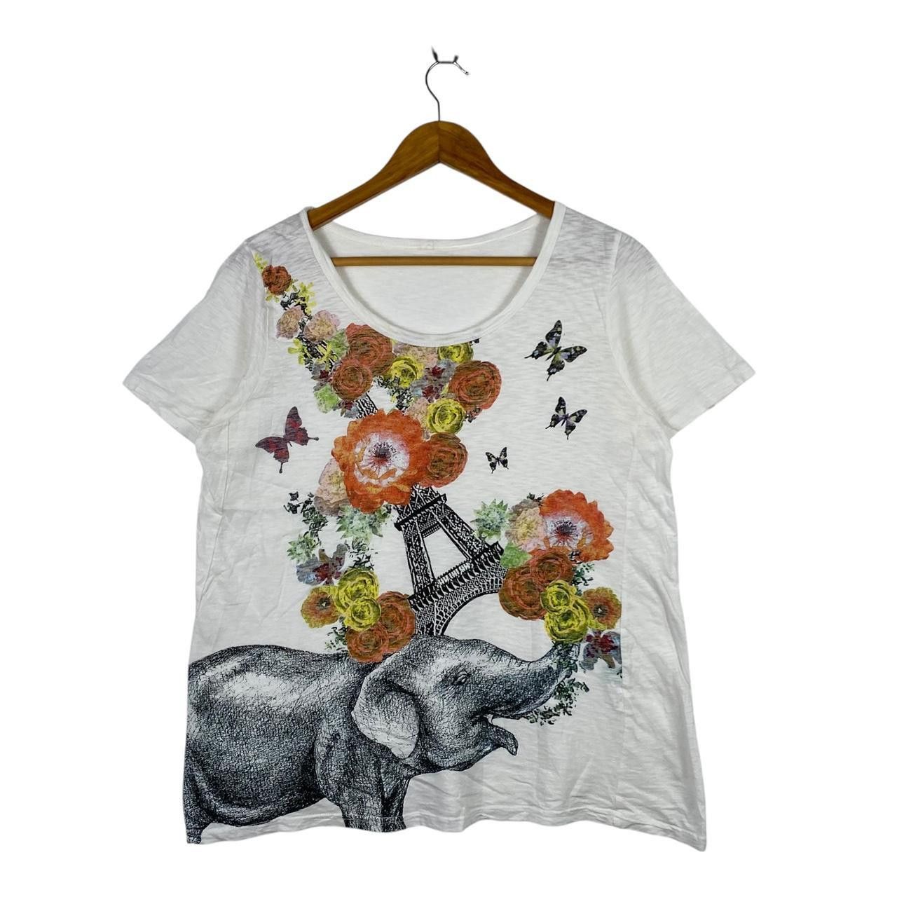 Other PARIS TOWER ELEPHANT Floral Illustration Painting Tee Shirt Size S / US 4 / IT 40 - 1 Thumbnail