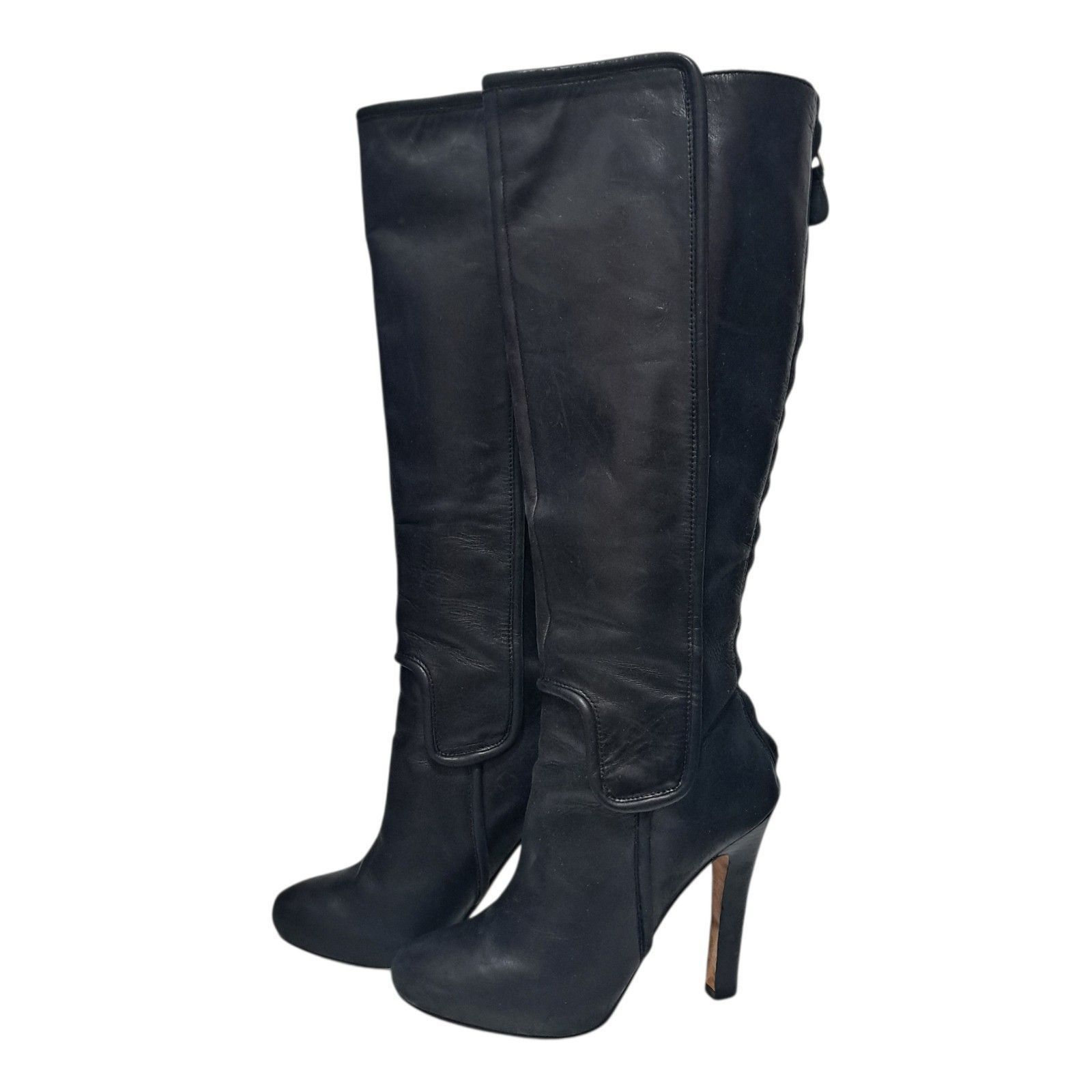 Diane von Furstenberg Diane Von Fursternberg Boho Chic Goth Leather Knee High Heel Size US 7 / IT 37 - 9 Thumbnail