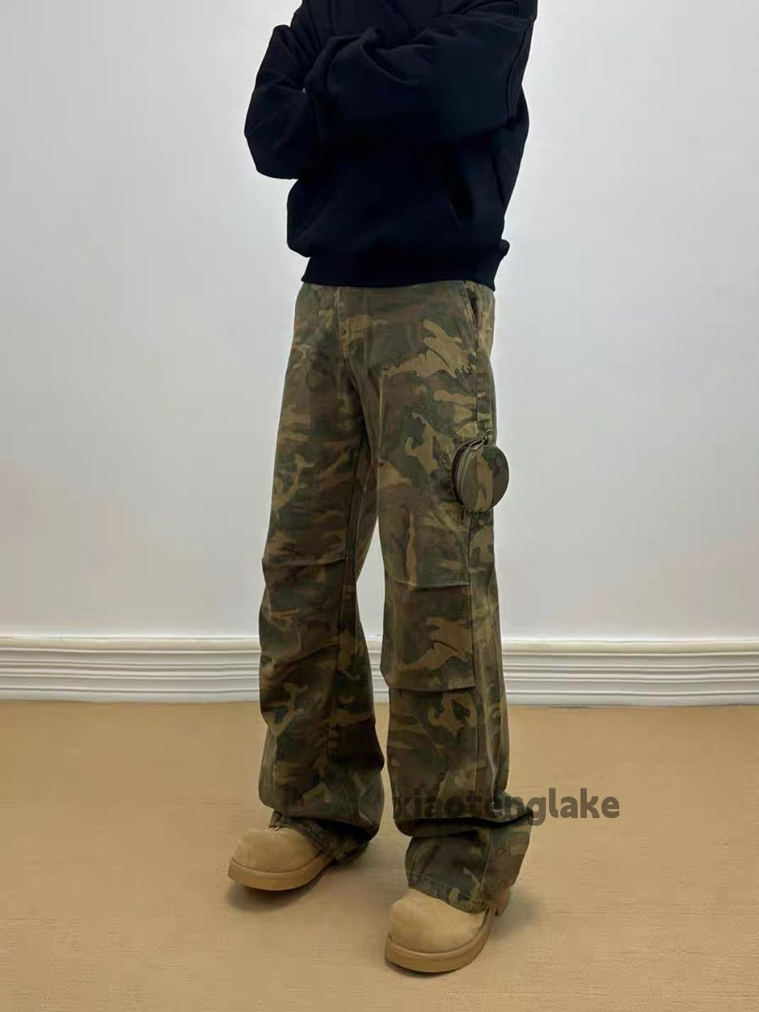 Designer × Japanese Brand × Vintage washed faded camo pleated carpenter hiphop pants Size US 28 / EU 44 - 2 Thumbnail