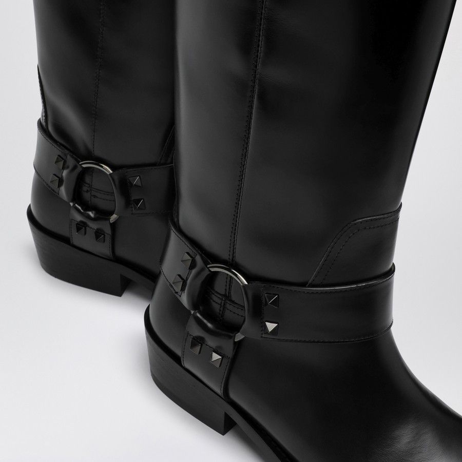 Valentino o1d2blof1024 Leather High Boots in Black Size US 7.5 / IT 37.5 - 5 Thumbnail