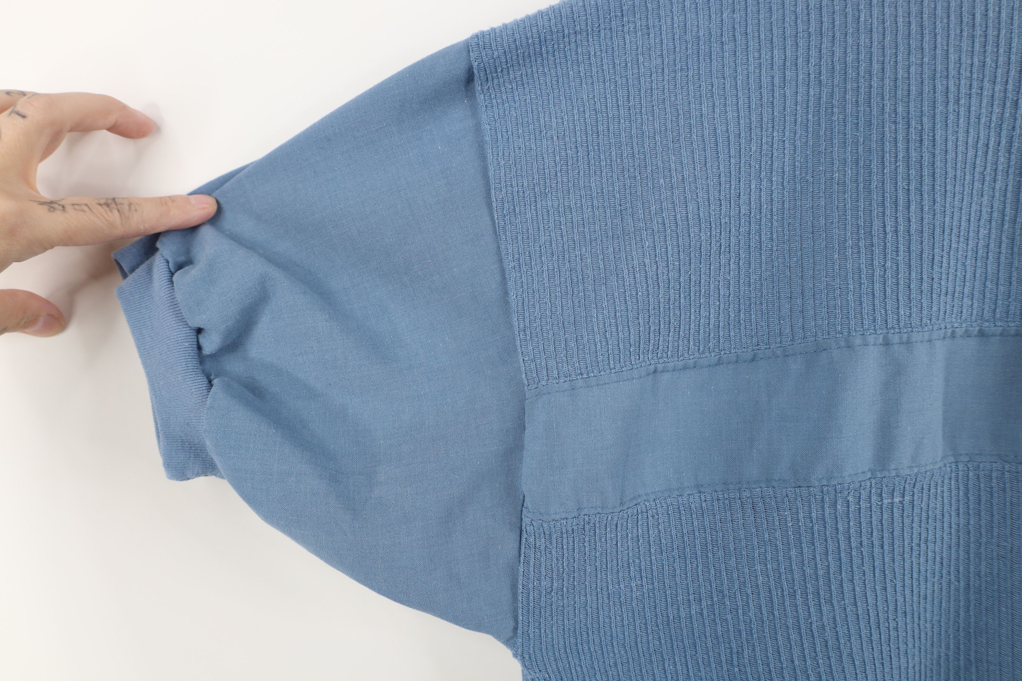Vintage Vintage 90s Streetwear Ribbed Knit Pullover Polo Shirt Blue Size US XL / EU 56 / 4 - 9 Thumbnail