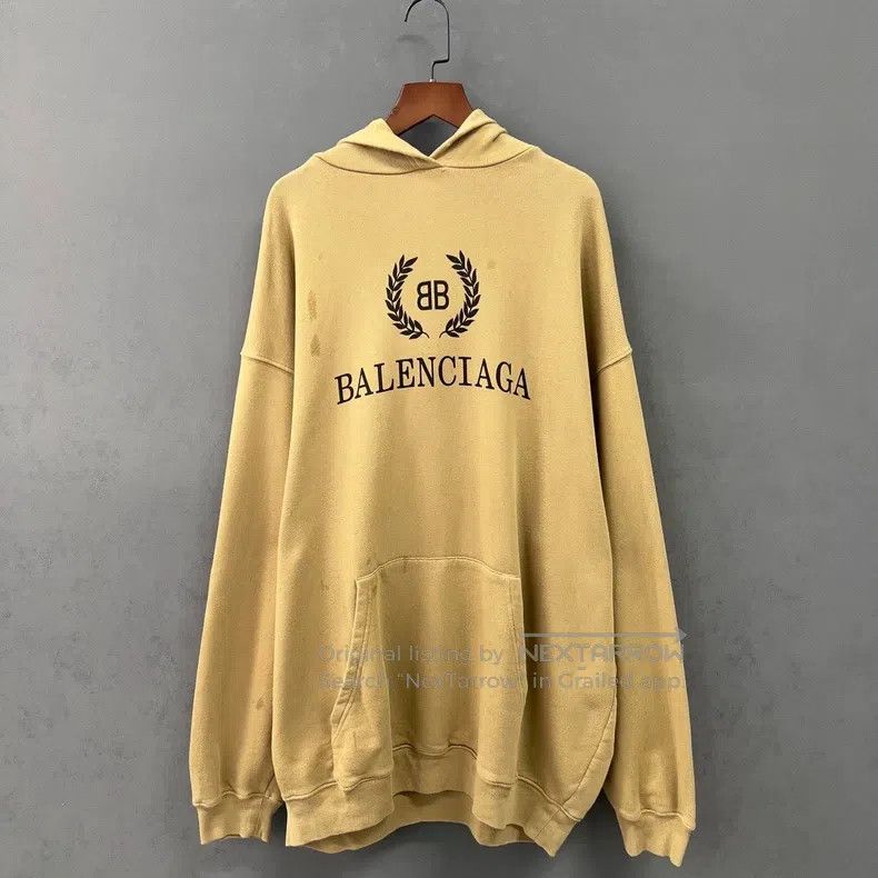 Balenciaga Balenciaga Khaki Wheat Embroidered Hoodie Size US XS / EU 42 / 0 - 1 Thumbnail