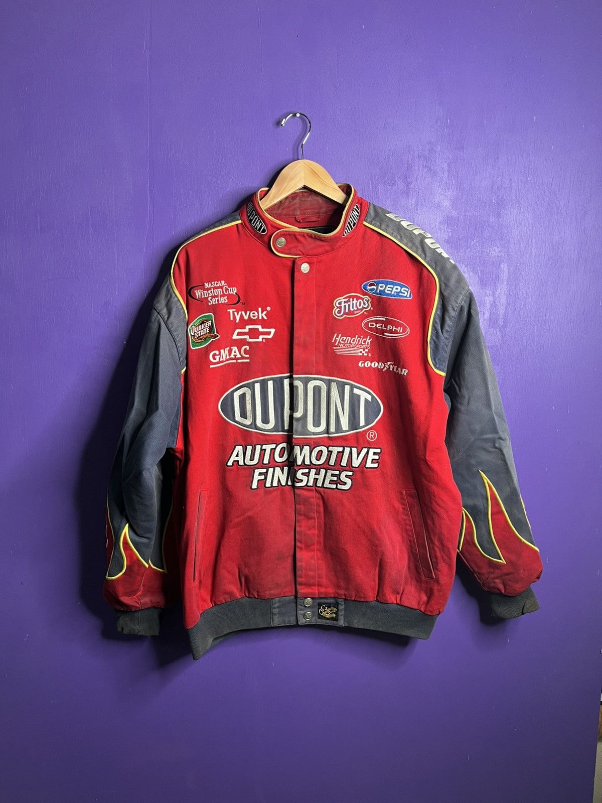 NASCAR × Vintage Vintage 90s NASCAR OUPOINT flame sleeve racing jacket Size US XL / EU 56 / 4 - 1 Thumbnail