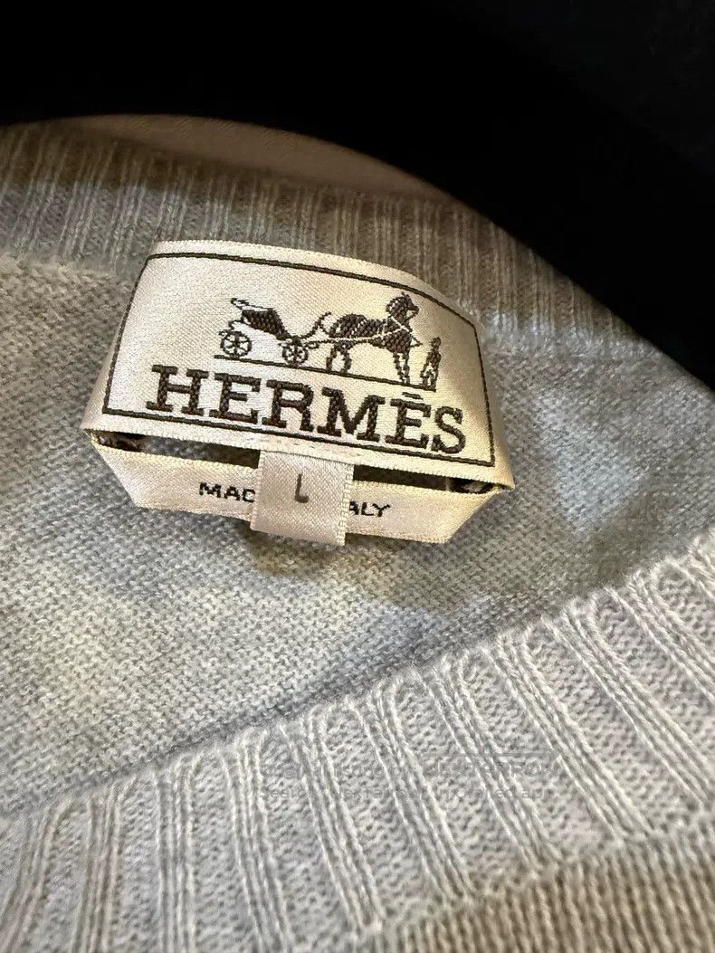 Hermes Hermes Gray cashmere knitted sweater Size L / US 10 / IT 46 - 3 Thumbnail