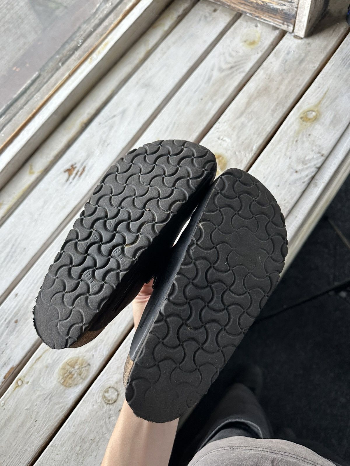 Birkenstock 🚨VNTG Birkenstock BOSTON 38 BLACK Luxe Sandals rare slides Size US 8 / IT 38 - 15 Thumbnail