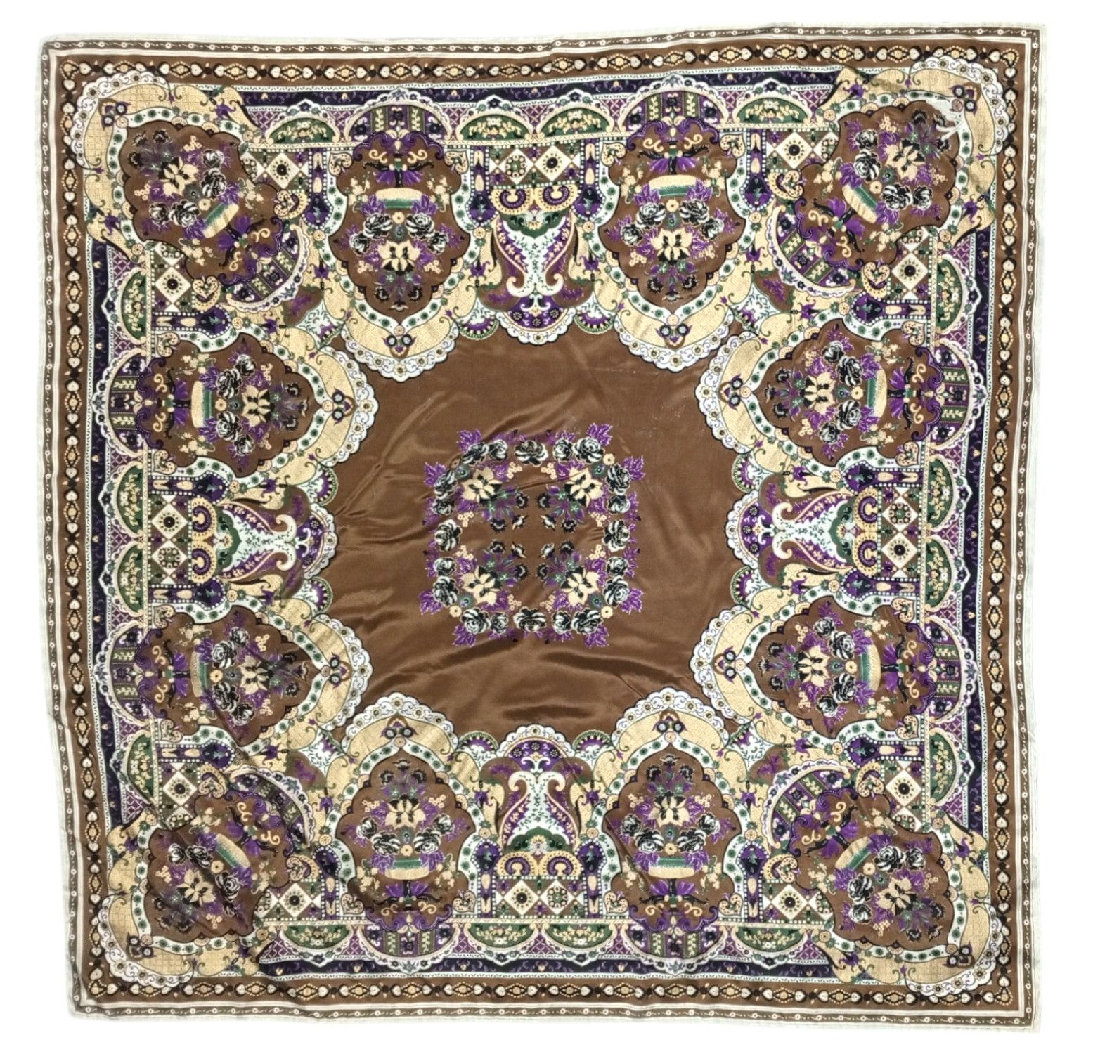 Kenzo KENZO PARIS Floral Flowers Brown Oversized Silk Scarf Size ONE SIZE - 1 Thumbnail