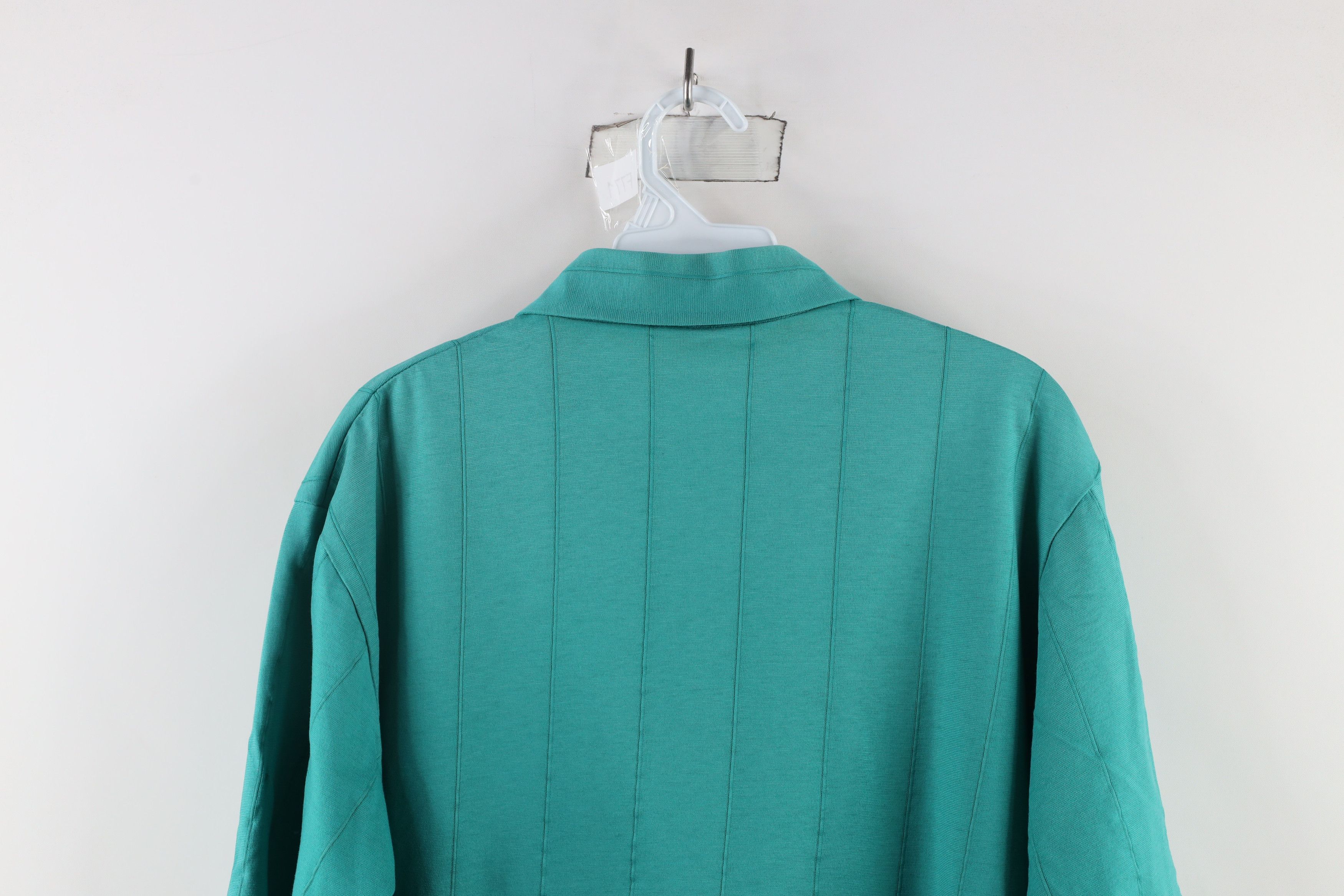 Vintage Vintage 90s Streetwear Striped Knit Collared Polo Shirt Teal Size US L / EU 52-54 / 3 - 12 Thumbnail