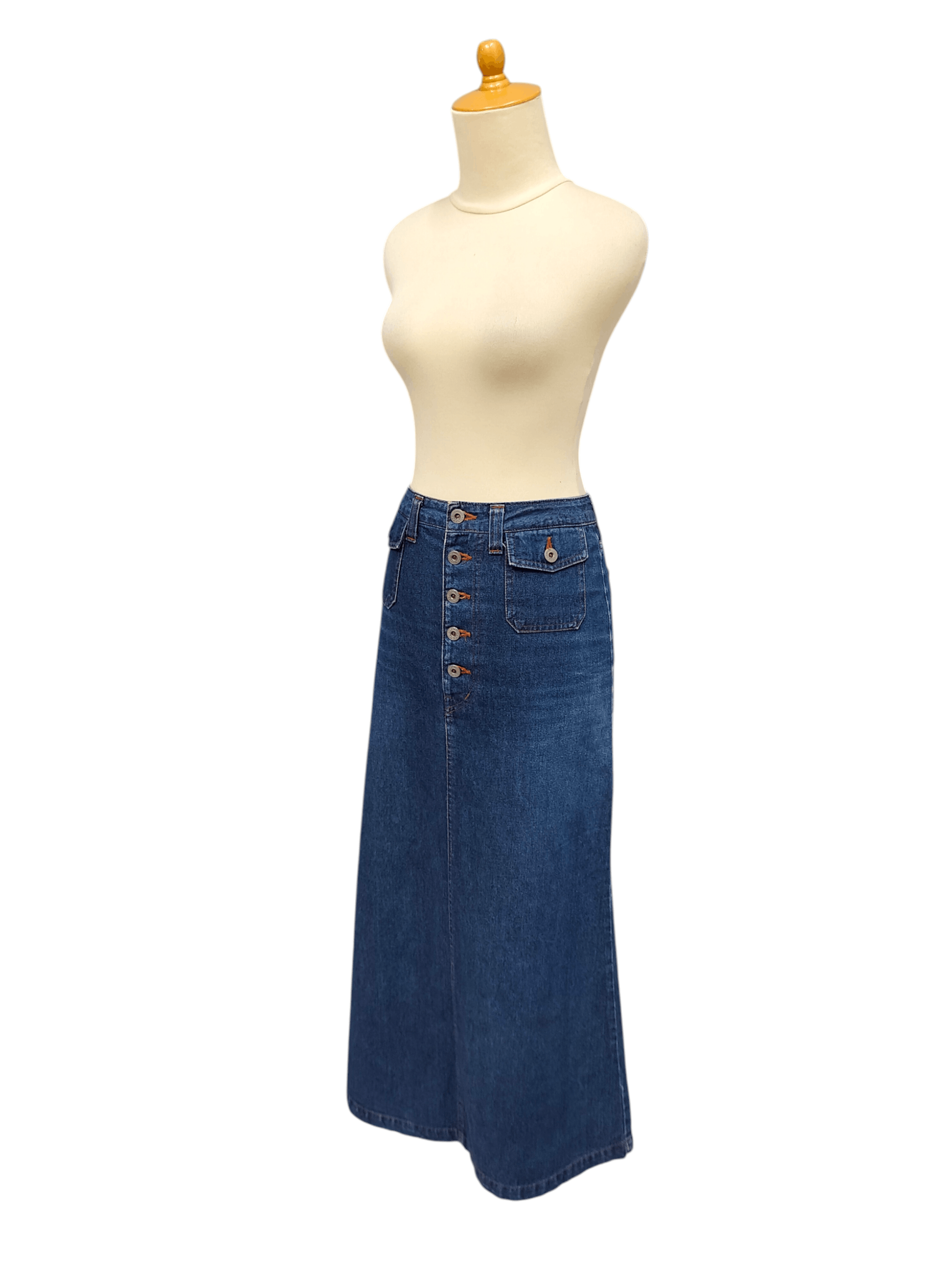 Super Lovers 90s Super Lovers 🇯🇵 Clean A-Line Silhouette Denim Skirt Size 29" - 7 Thumbnail